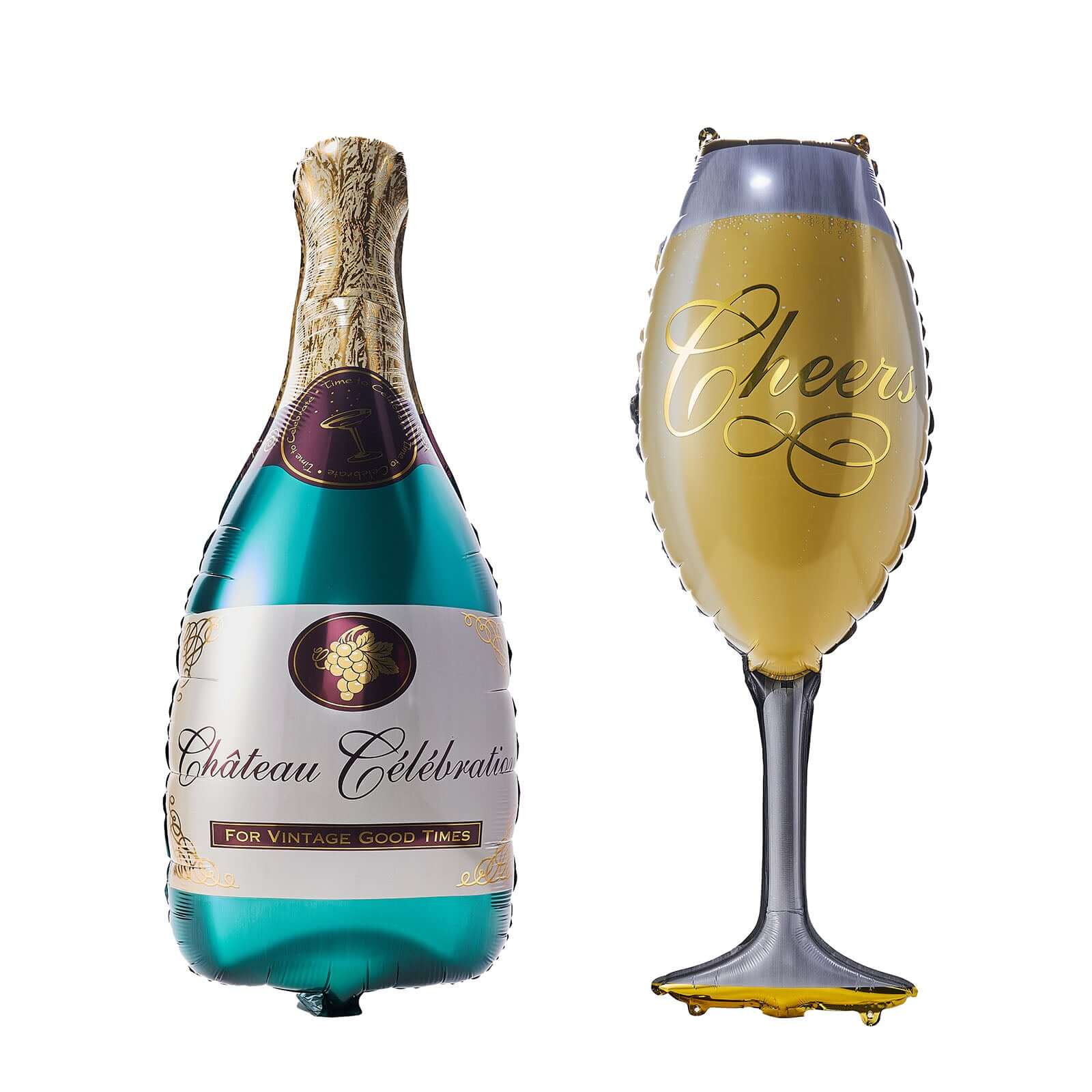 1 Pair 39" Champagne Bottle and Glass Mylar Foil Helium Air Balloons - Image 7