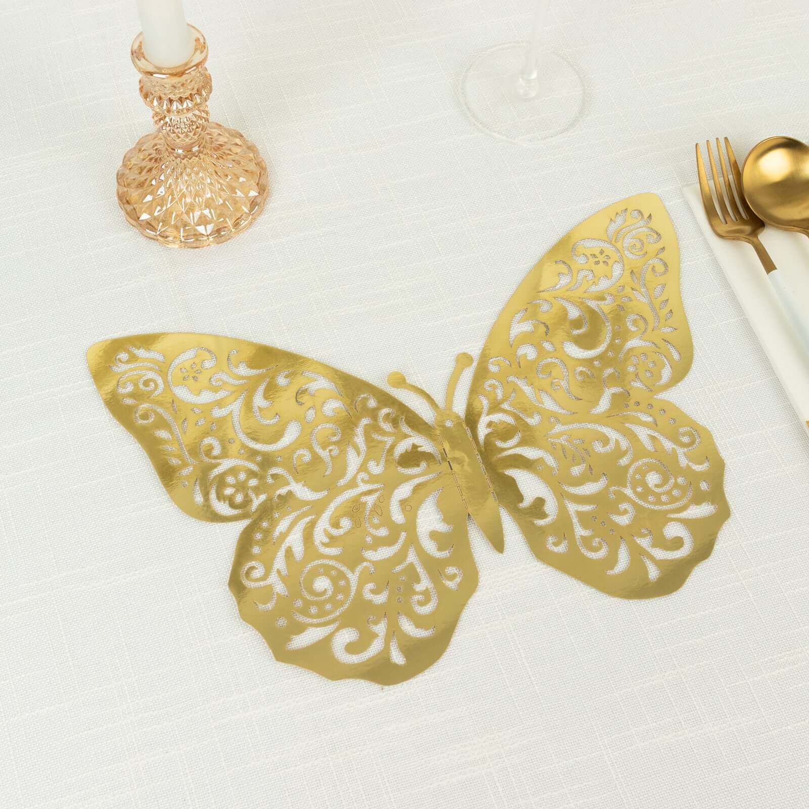 10 Pack Metallic Gold Foil Large 3D Butterfly Wall Stickers, 8"x12" Butterfly Paper Charger Placemat - Image 5