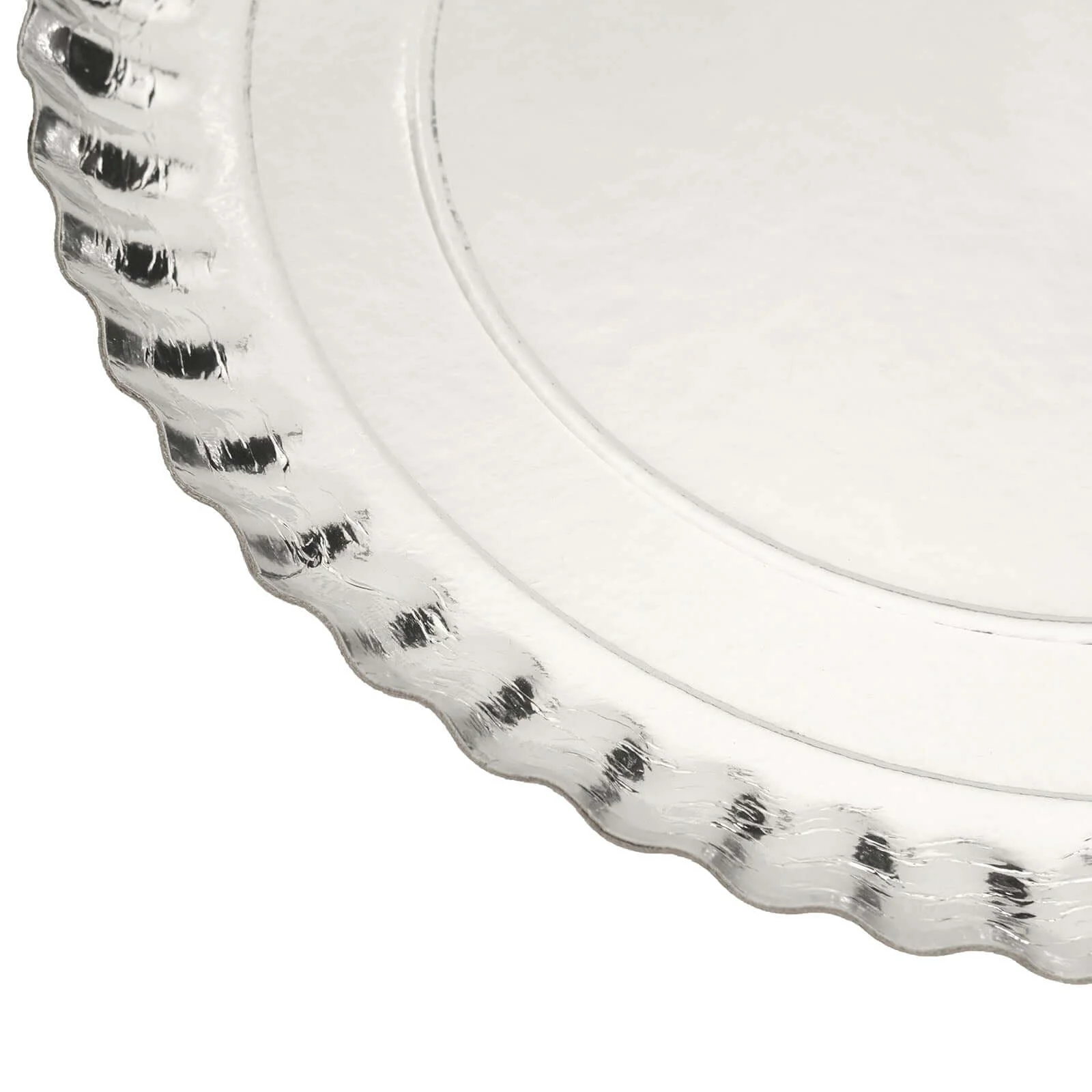 10-Pack Paper 13" Round Charger Plates in Silver with Scalloped Rims - Heavy Duty Disposable 1100GSM Serving Trays for Glam Events & Wedding Receptions - Image 12