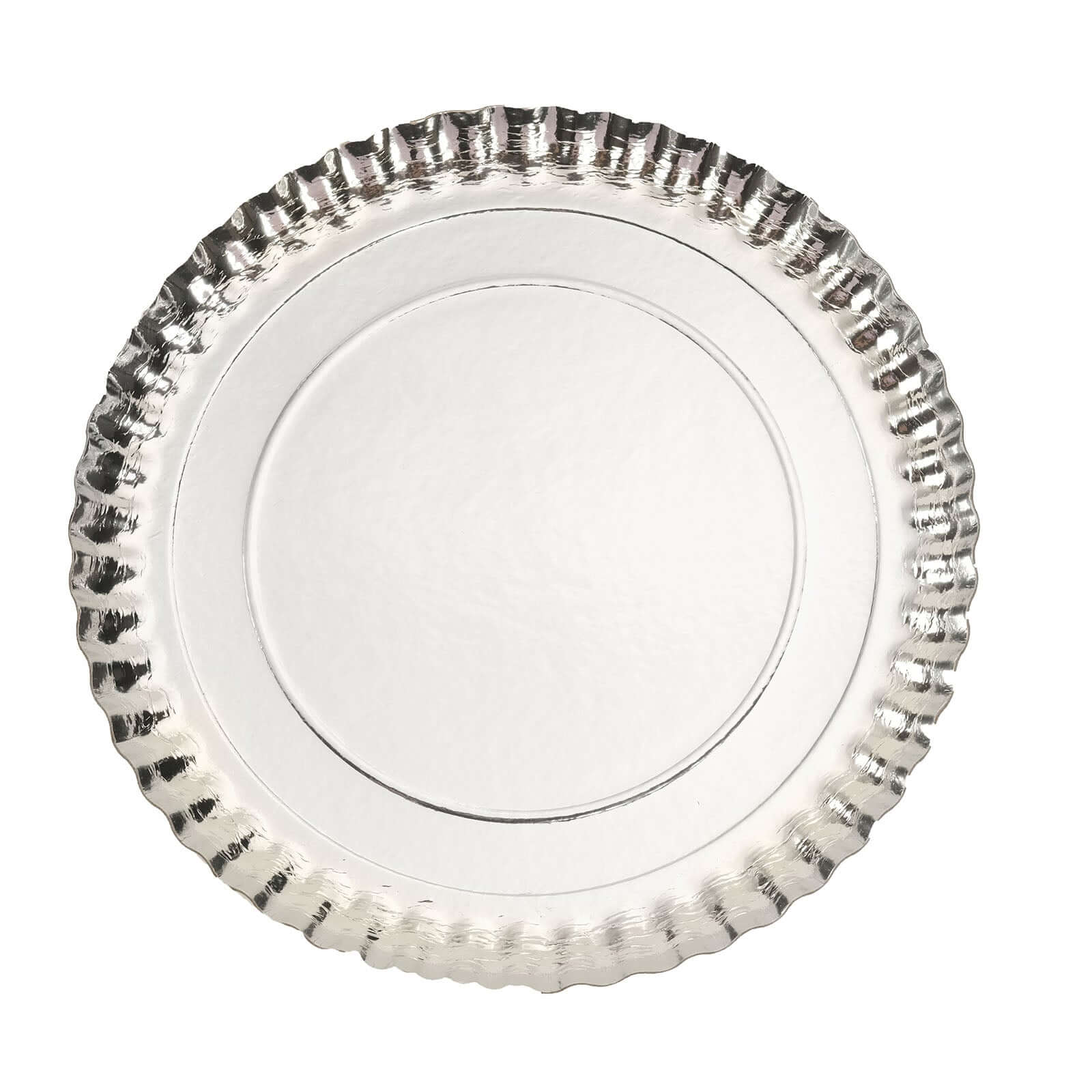 10-Pack Paper 13" Round Charger Plates in Silver with Scalloped Rims - Heavy Duty Disposable 1100GSM Serving Trays for Glam Events & Wedding Receptions - Image 7