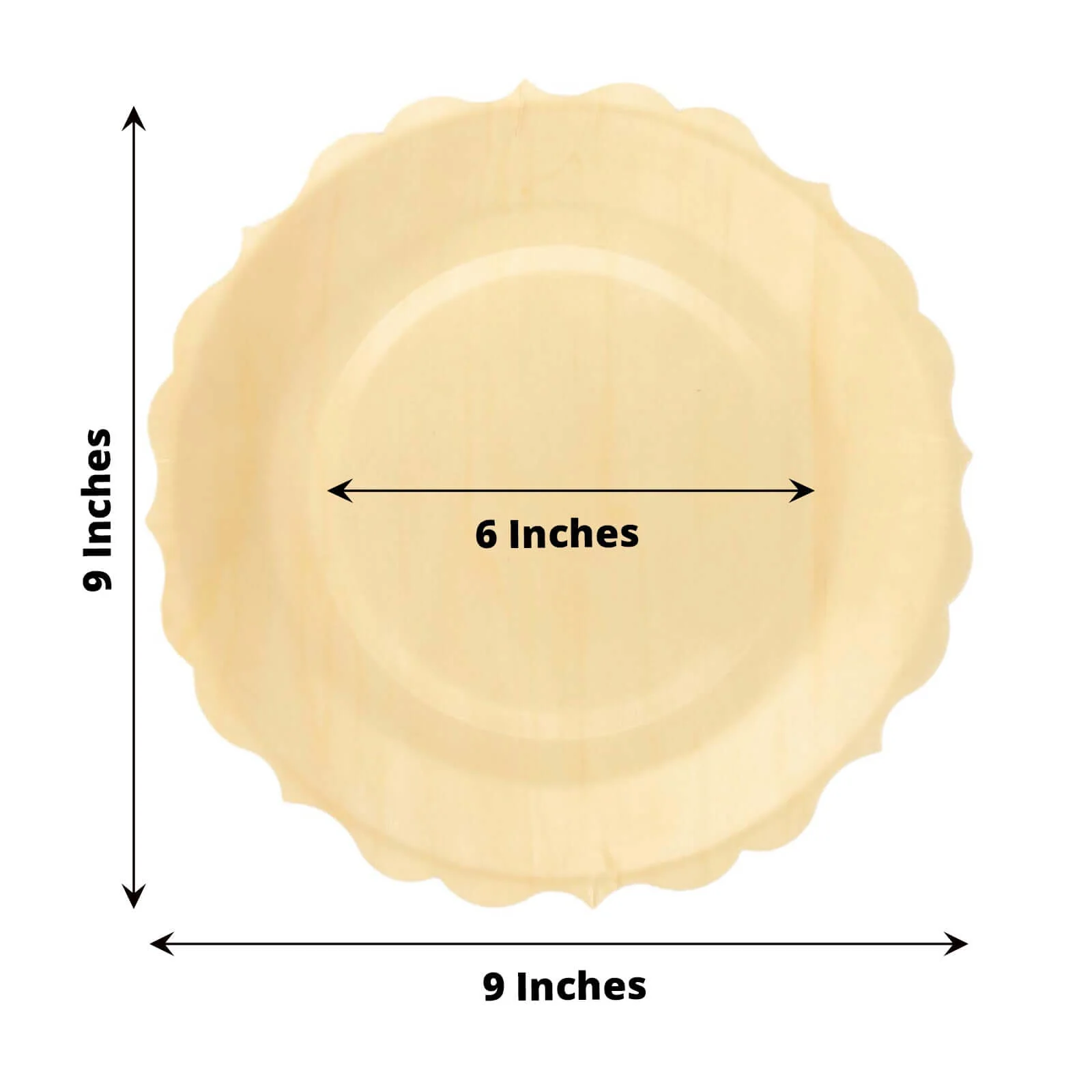 12-Pack Birchwood 9" Round Dinner Plates in Natural with Scalloped Rim - Eco Friendly Wooden Disposable Plates for Farmhouse-Style Events, Parties & Gatherings - Image 3