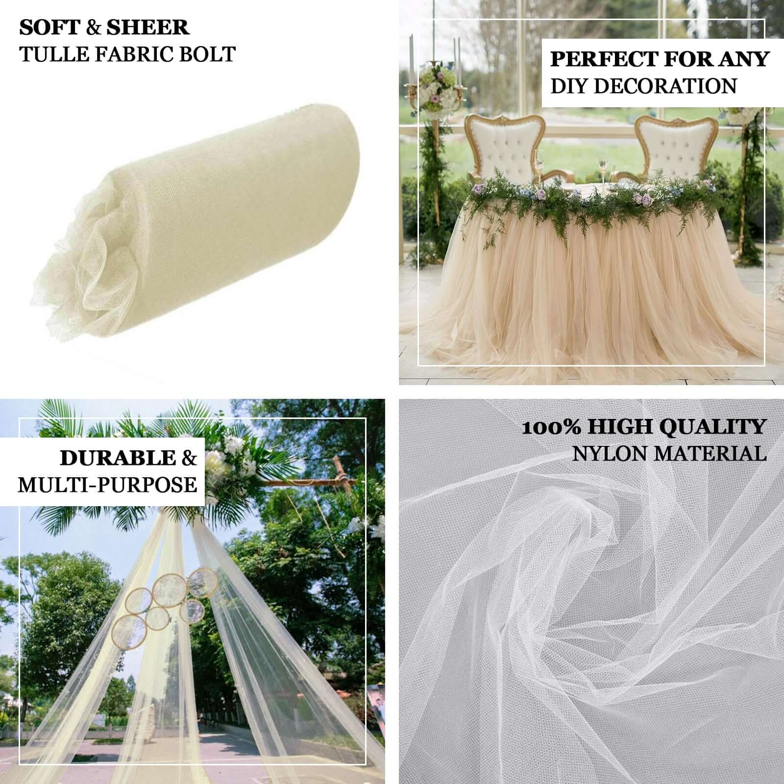 18"x100 Yards Natural Tulle Fabric Bolt, Sheer Fabric Spool Roll For Crafts - Image 3