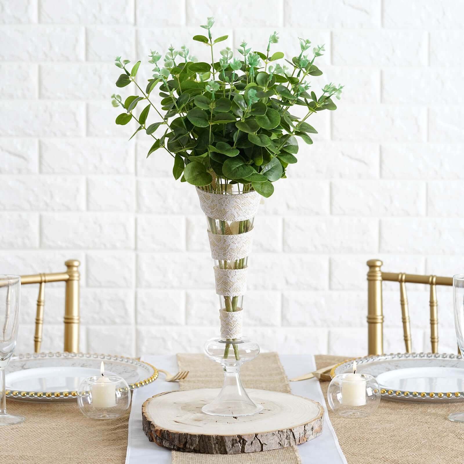 2 Bushes 19" Light Green Artificial Eucalyptus Branch Bouquet Plants - Image 6