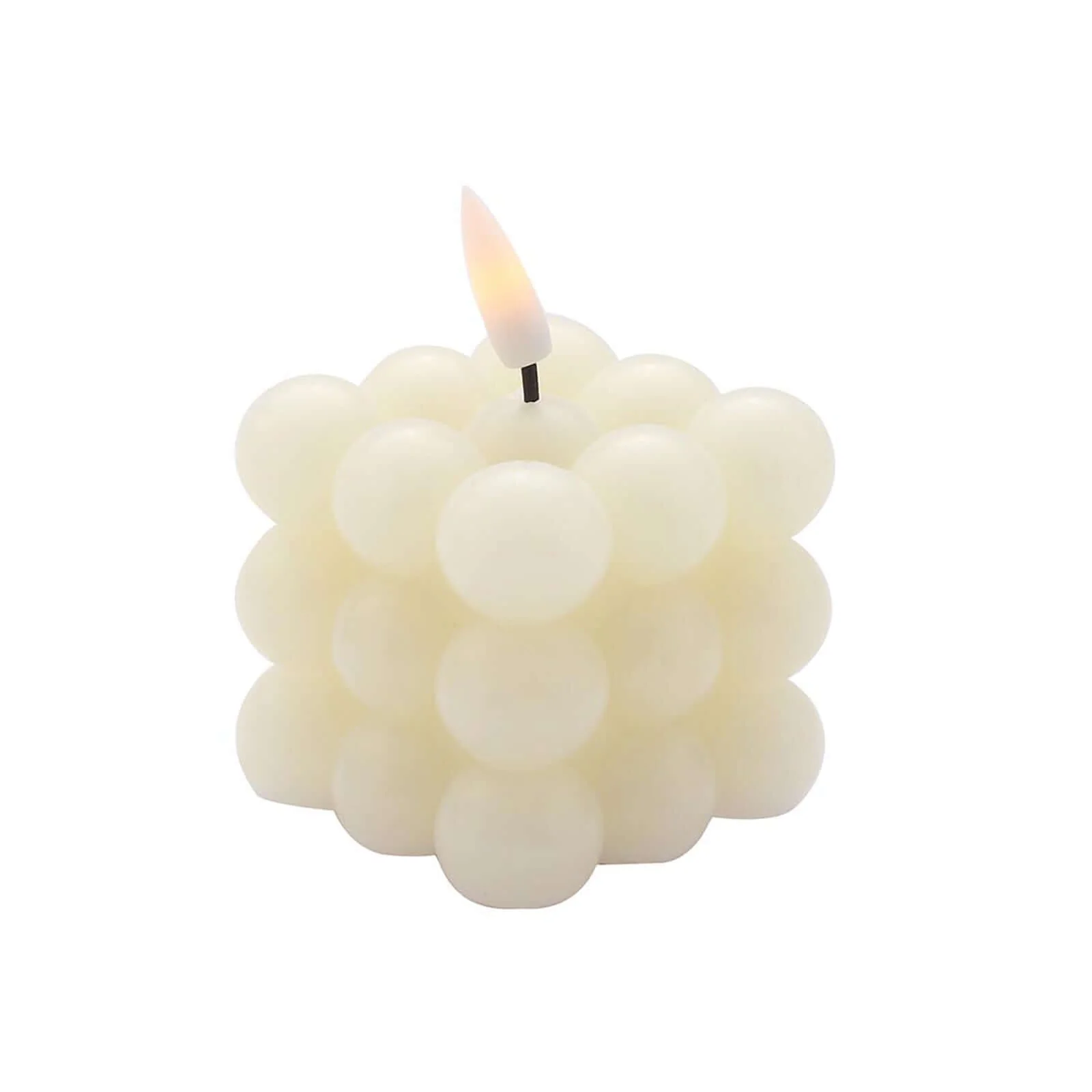 2-Pack LED Flameless Cube Candles Flickering Warm White Ivory - Battery Operated Bubble Design 2" - Image 7