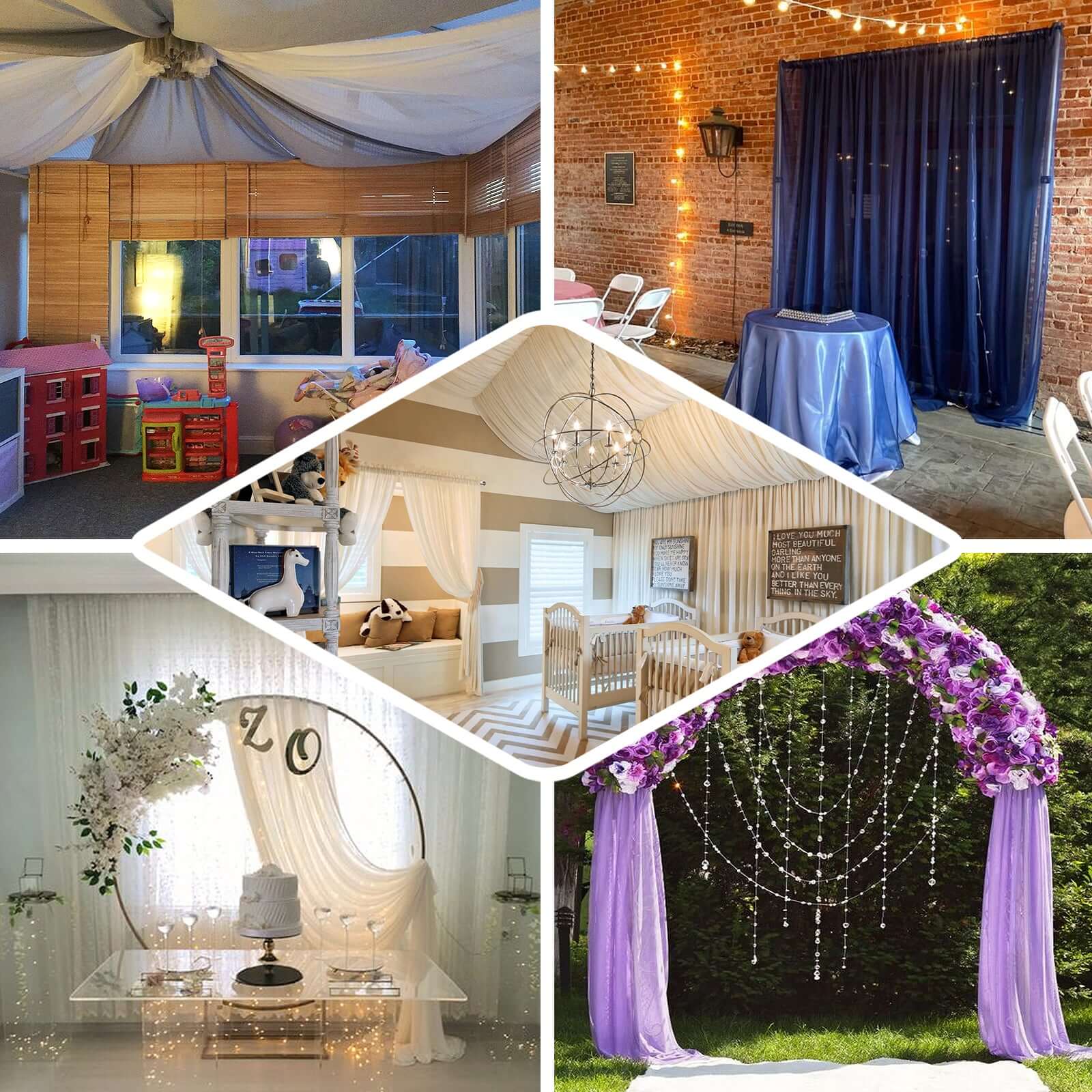 2 Pack 5ftx10ft Nude Chiffon Backdrop Drape Curtains, Durable Flame Resistant Sheer Organza Event Divider Panels With Rod Pockets - Image 4