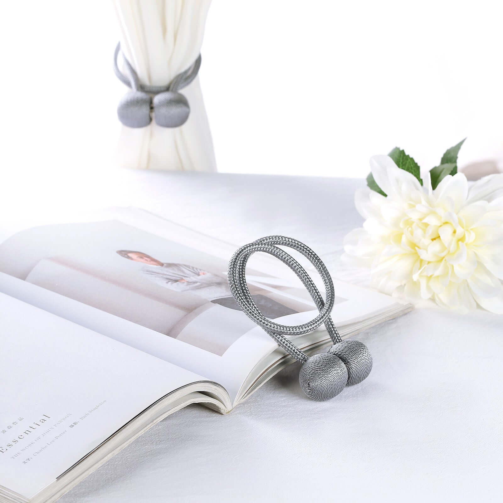 2 Pack Silver Magnetic Curtain Tie Backs For Window Drapes and Backdrop Panels - Image 11