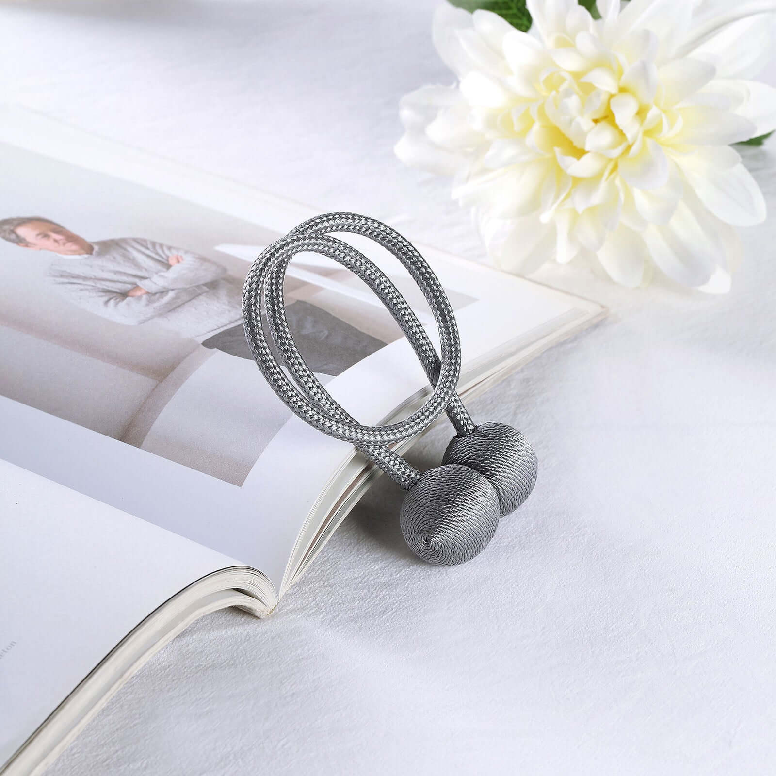 2 Pack Silver Magnetic Curtain Tie Backs For Window Drapes and Backdrop Panels - Image 2