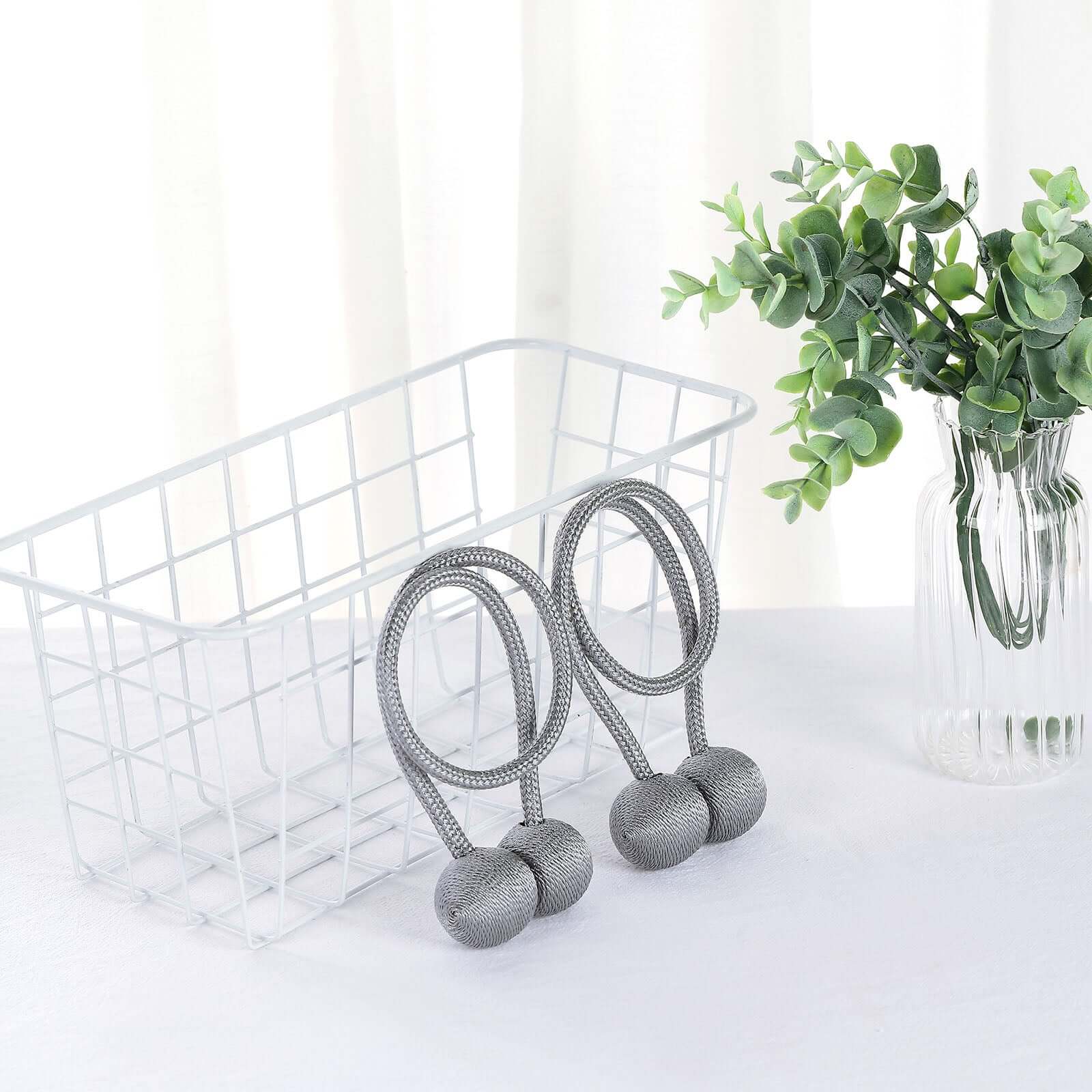 2 Pack Silver Magnetic Curtain Tie Backs For Window Drapes and Backdrop Panels - Image 8