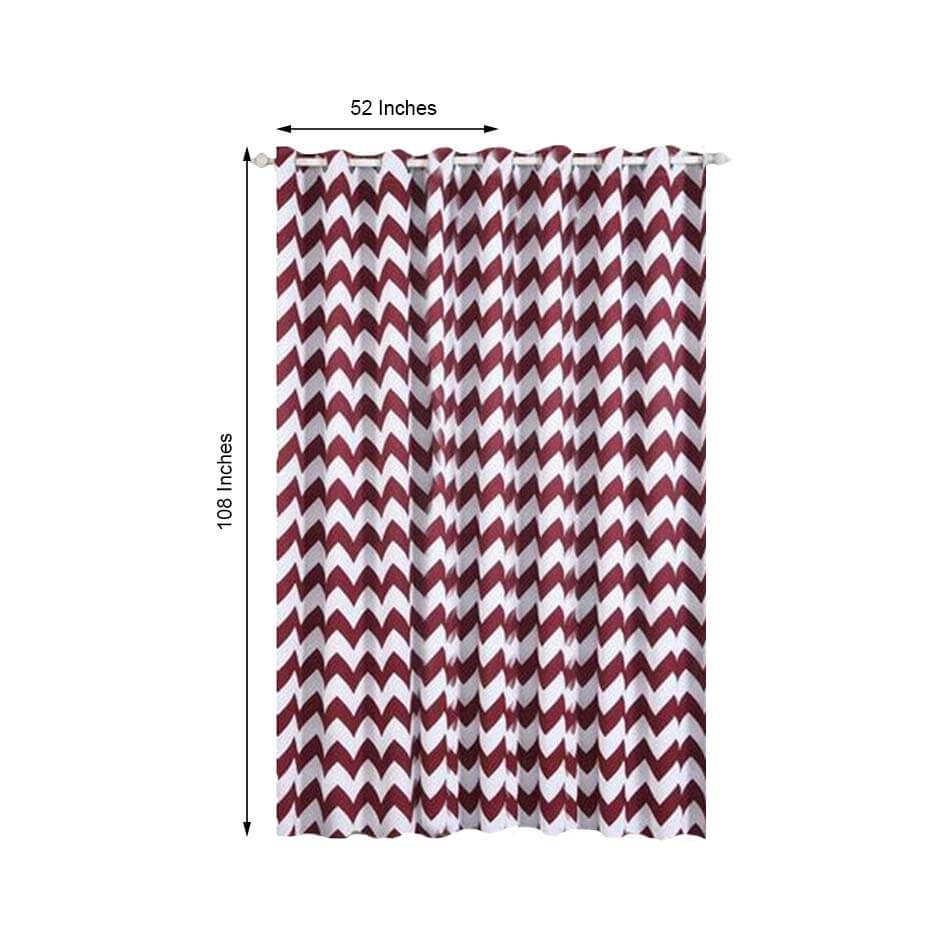 2 Pack White Burgundy Chevron Print Thermal Blackout Window Curtain Grommet Panels, Noise Canceling Curtains - 52"x108" - Image 3