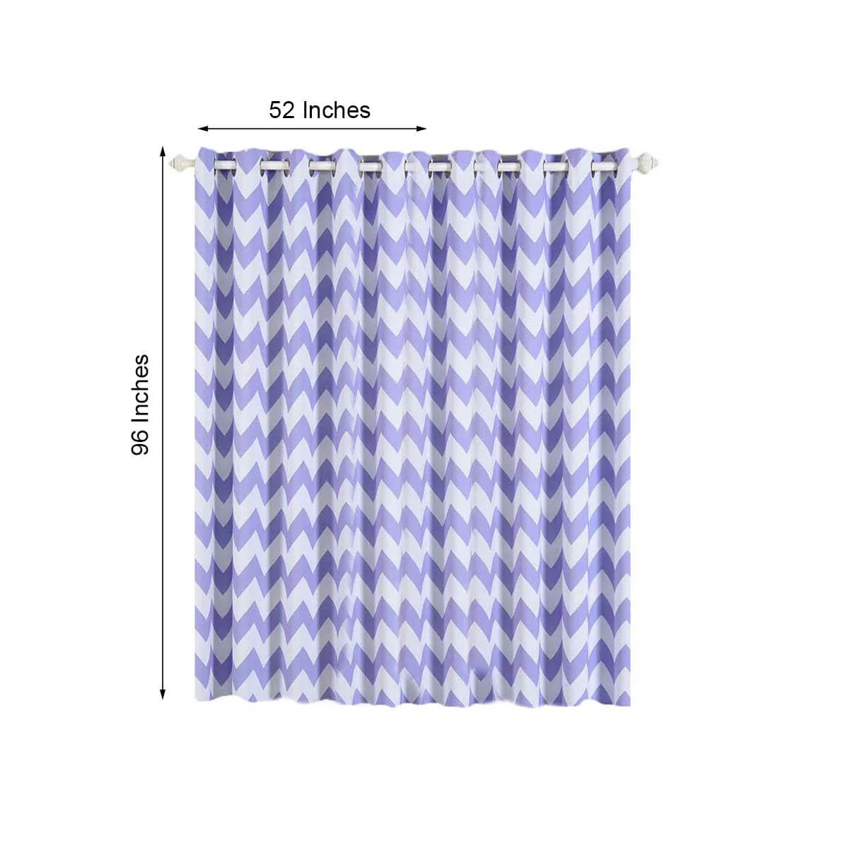 2 Pack White Lavender Lilac Chevron Print Thermal Room Darkening Blackout Window Curtain Panels With Chrome Grommet - 52"x96" - Image 3