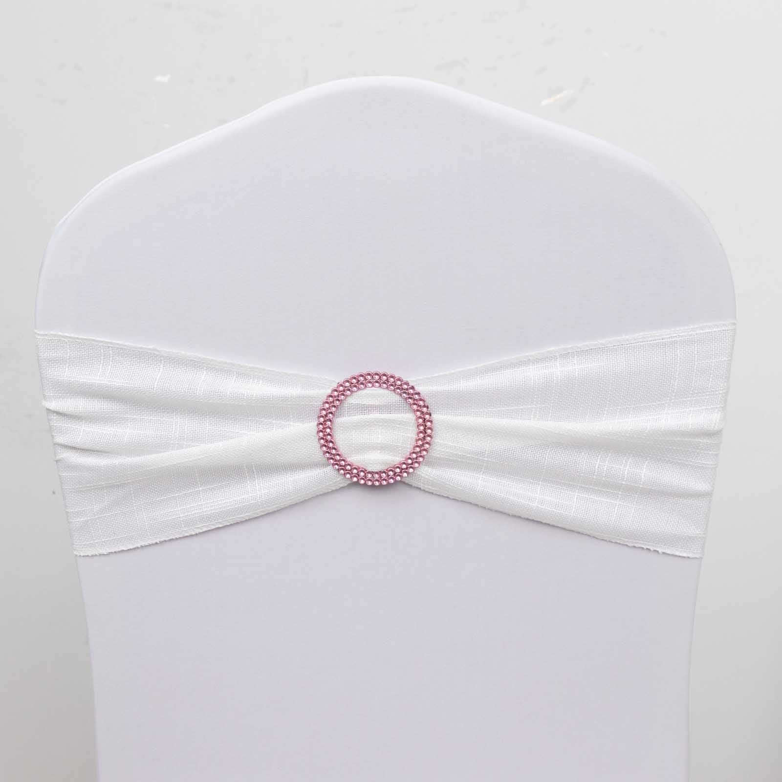 20 Pack Diamond Round Chair Sash Band Buckle Pins Pink - Timeless Rhinestone Napkin Rings 2.5"
