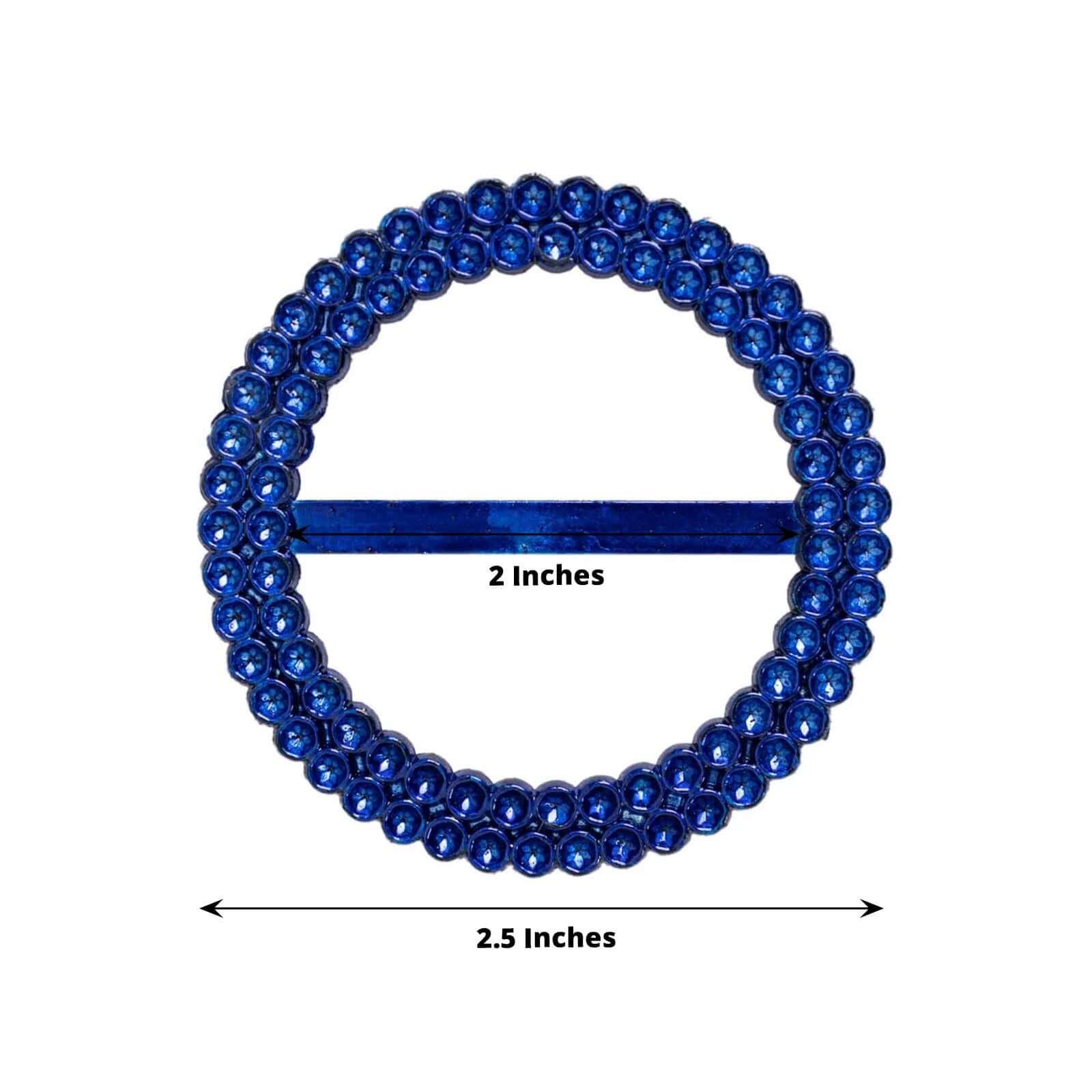 20 Pack Diamond Round Chair Sash Band Buckle Pins Royal Blue - Timeless Rhinestone Napkin Rings 2.5" - Image 3