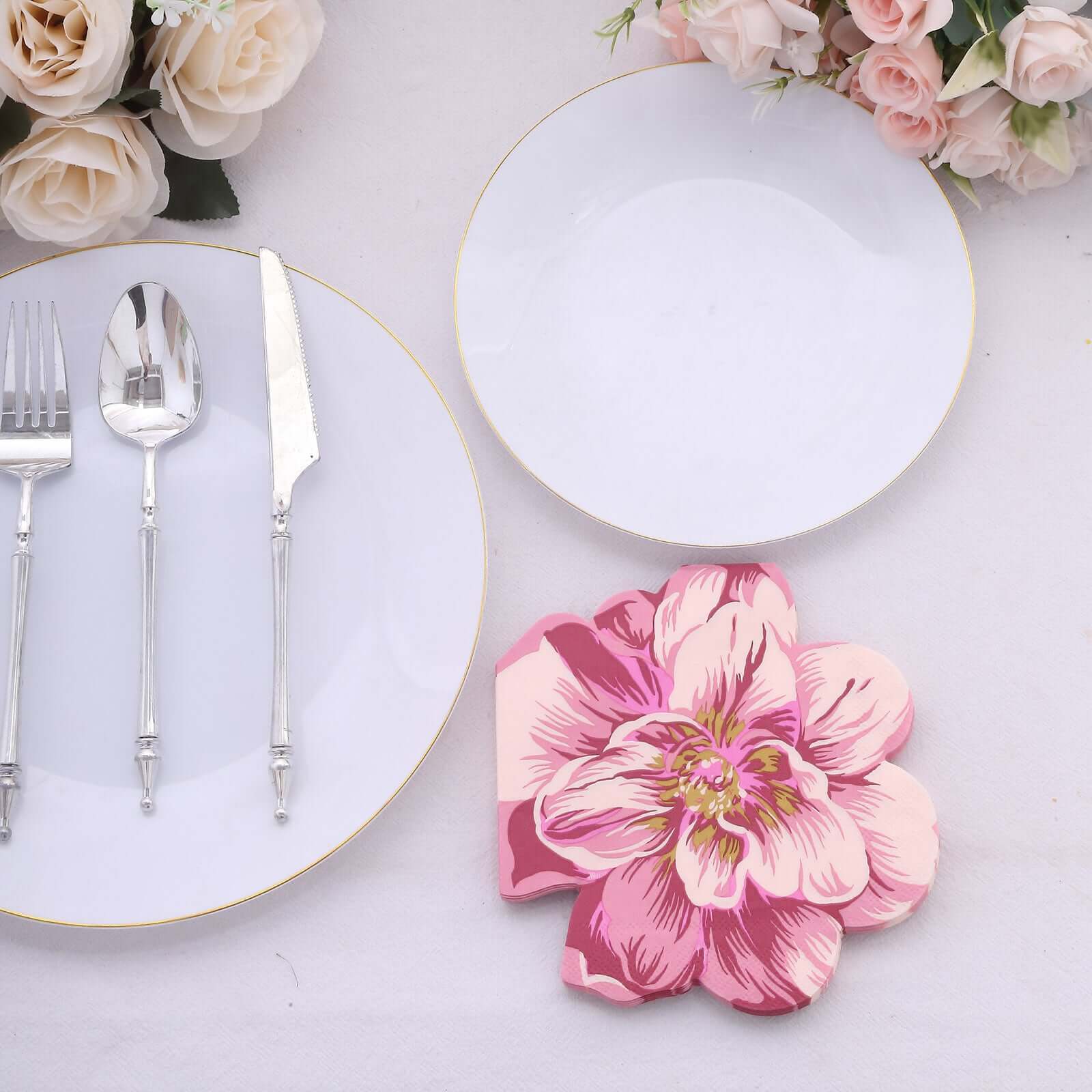20-Pack Paper Cocktail Napkins with Pink Peony Flower Shape - Soft 2 Ply Disposable Napkins for Parties - Image 6