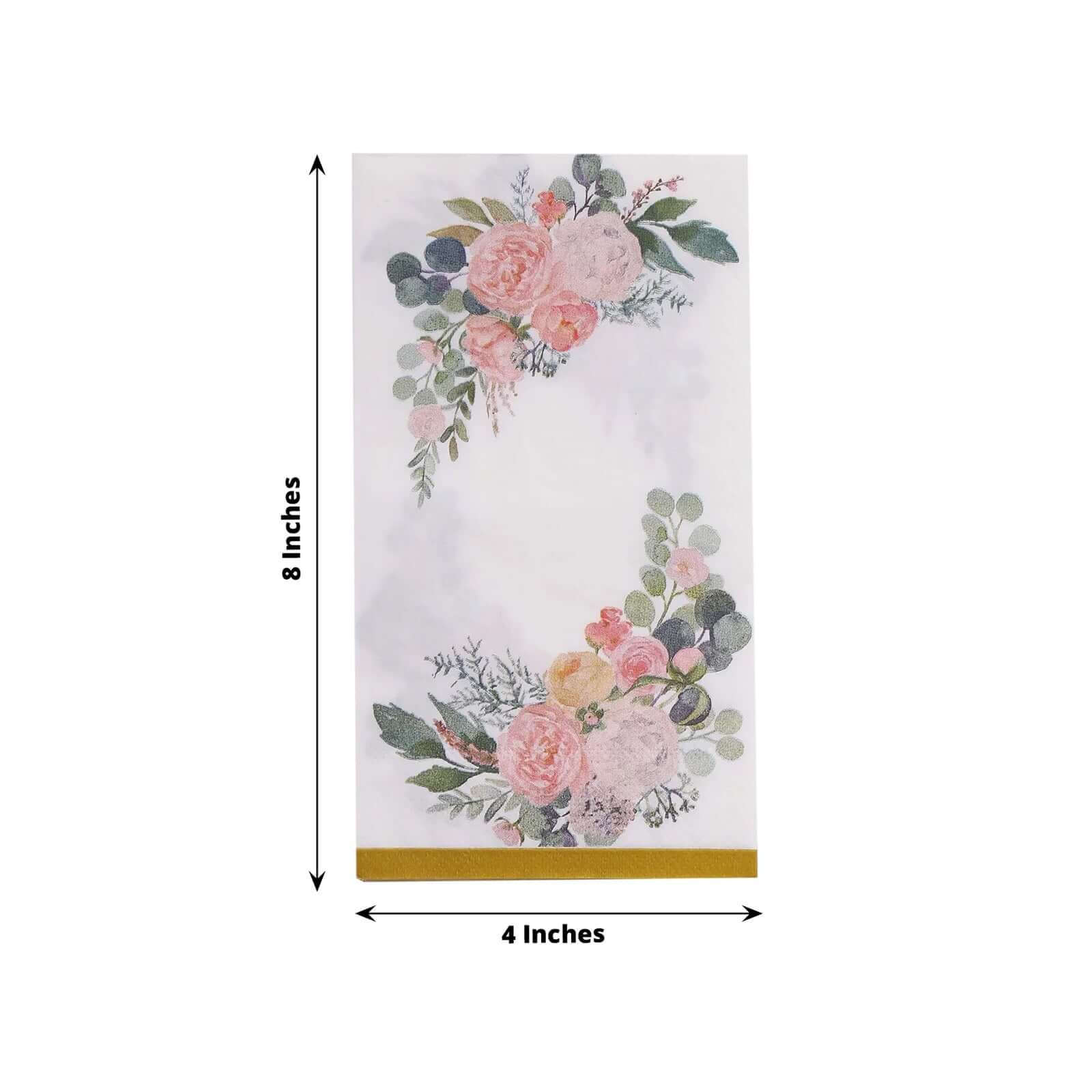 20-Pack Paper Dinner Napkins White with Pink Peony Flowers and Gold Edge 2-Ply - Stylish Disposable Napkins for Events - Image 3