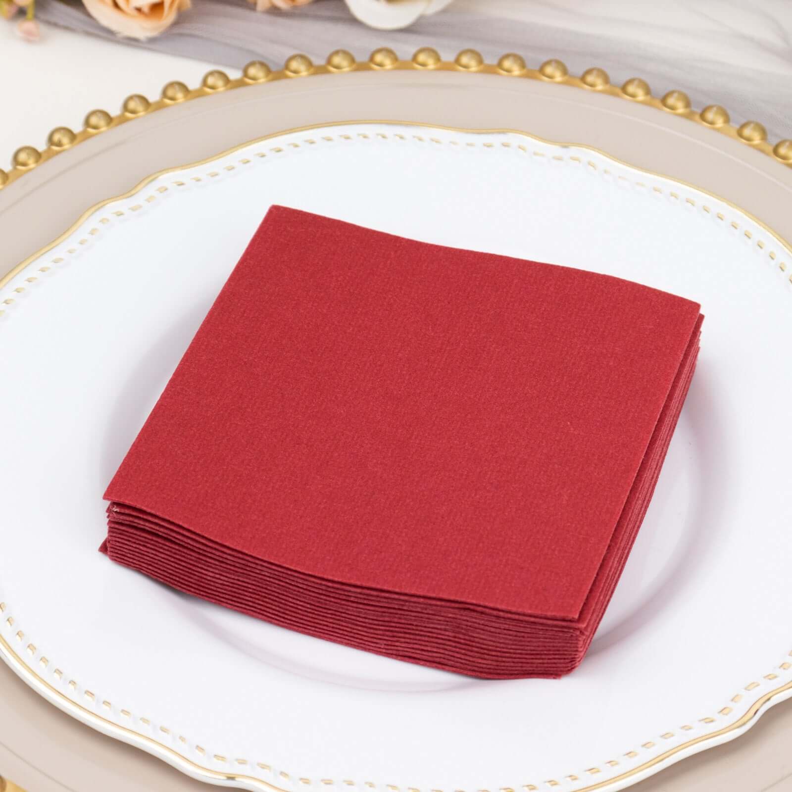 20 Pack Linen-Like Paper 5"x5" Napkins Burgundy - Highly Absorbent Airlaid Napkins - Image 7