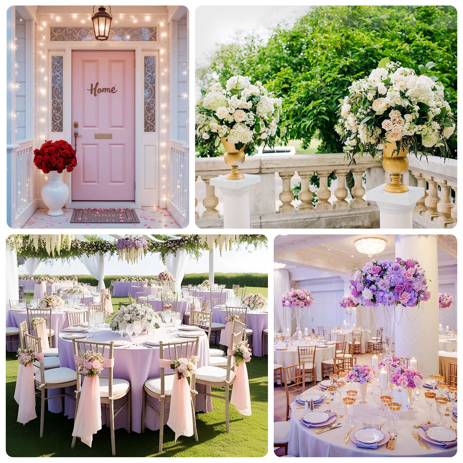 22-Inch Lavender Lilac Silk Flower Grand Centerpiece – Pre-Arranged Artificial Rose, Hydrangea & Chrysanthemum Ball for Wedding & Event Décor - Image 5