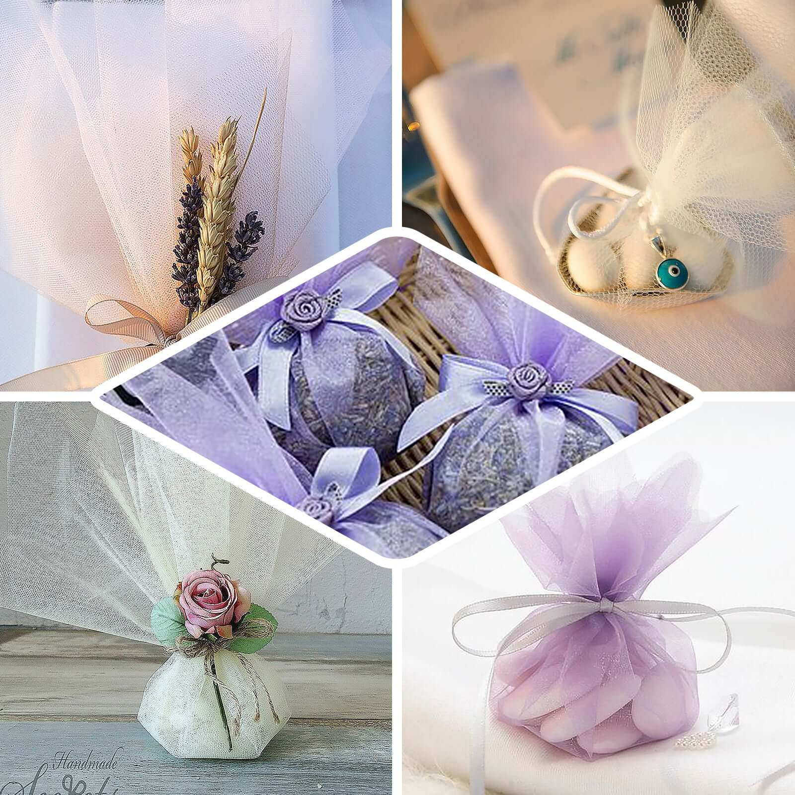 25 Pack 9" Violet Amethyst Sheer Nylon Tulle Circles Favor Wrap Craft Fabric, DIY Candy Favor Wraps - Image 15