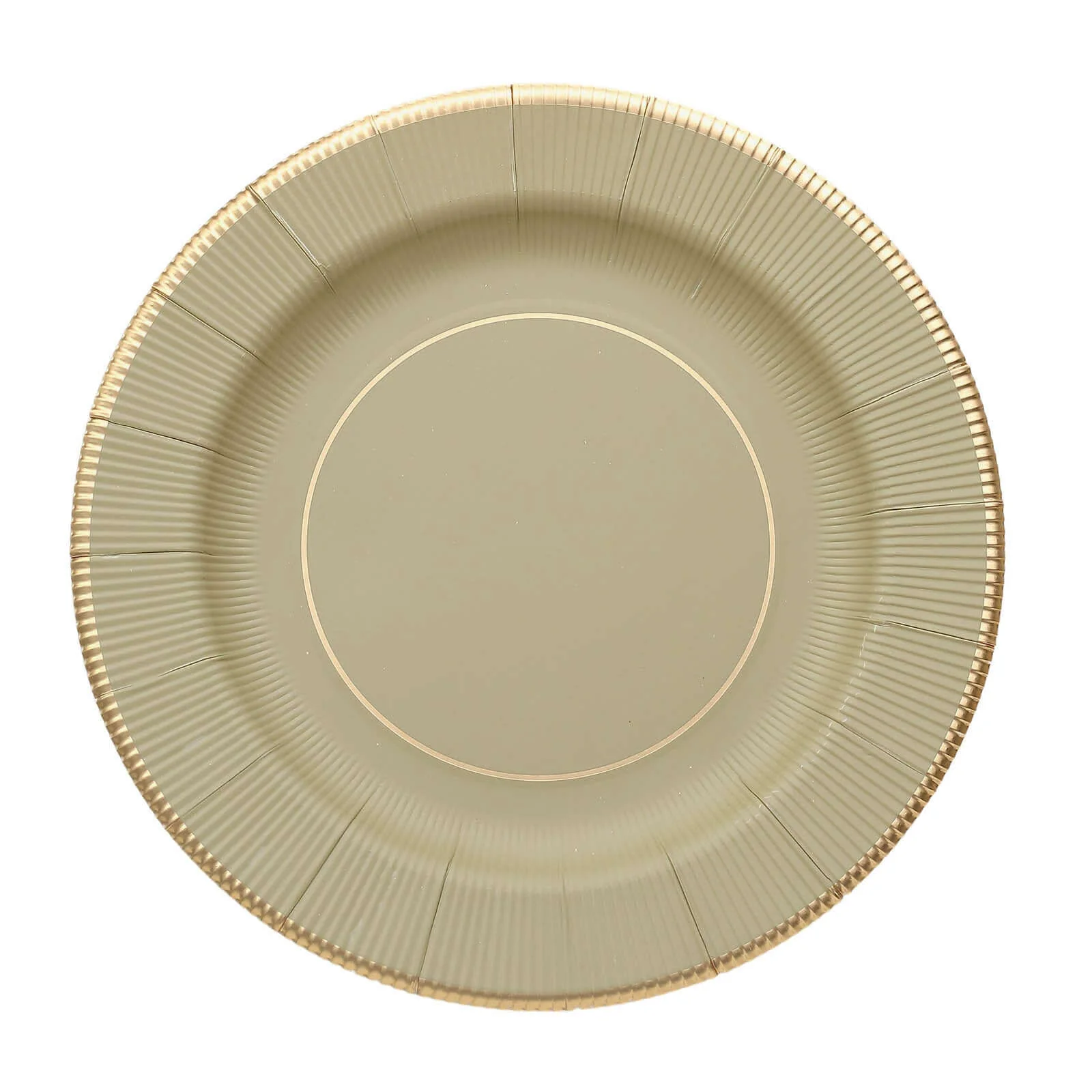 25-Pack Disposable Round Charger Plates in Khaki Sunray Design with Gold Rim - 350GSM Heavy Duty Paper Chargers 13" - Image 7