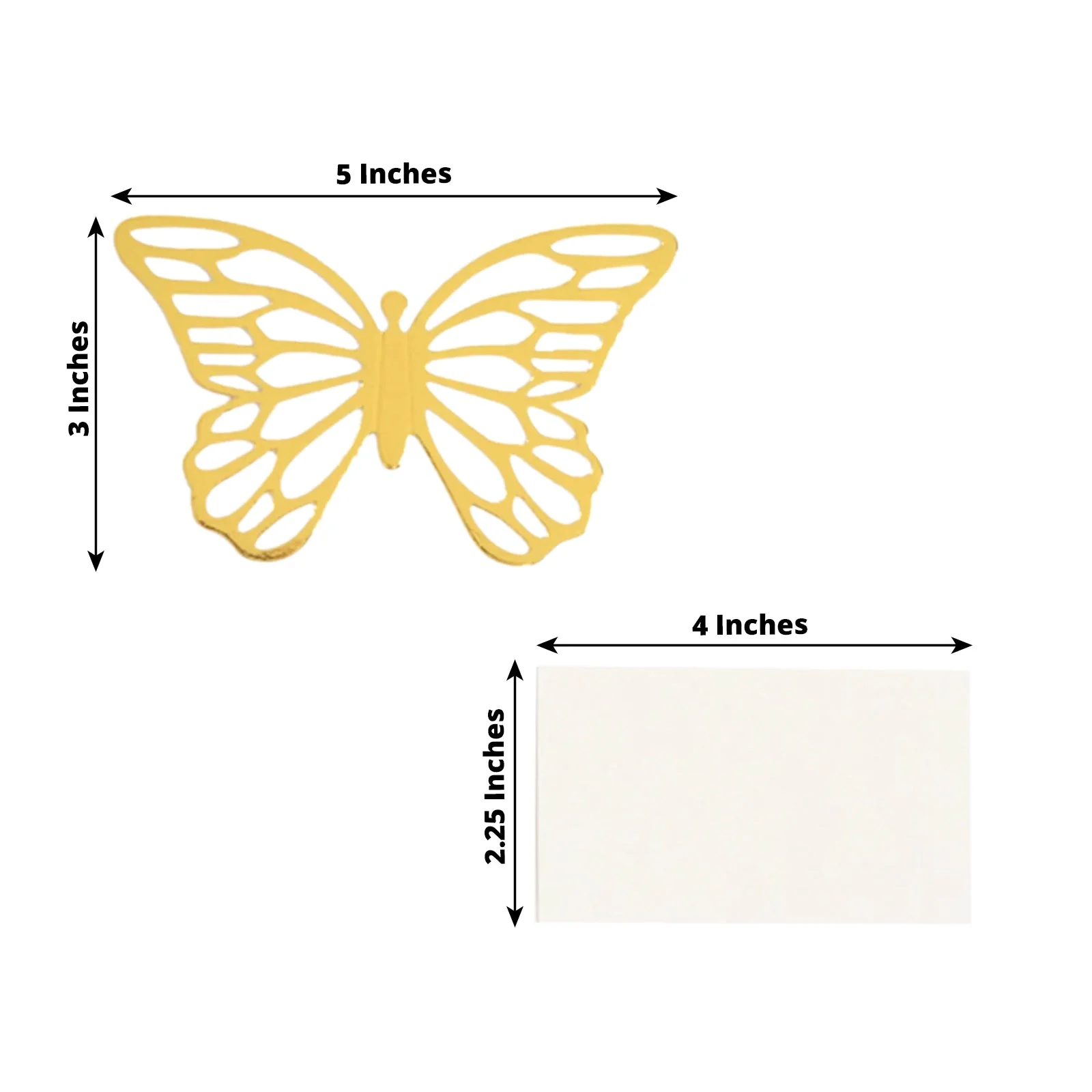 25-Pack Paper Butterfly Place Card Holders Gold with White Printable Cards - 3D Free Standing Table Number Stands 3"x5" - Image 2