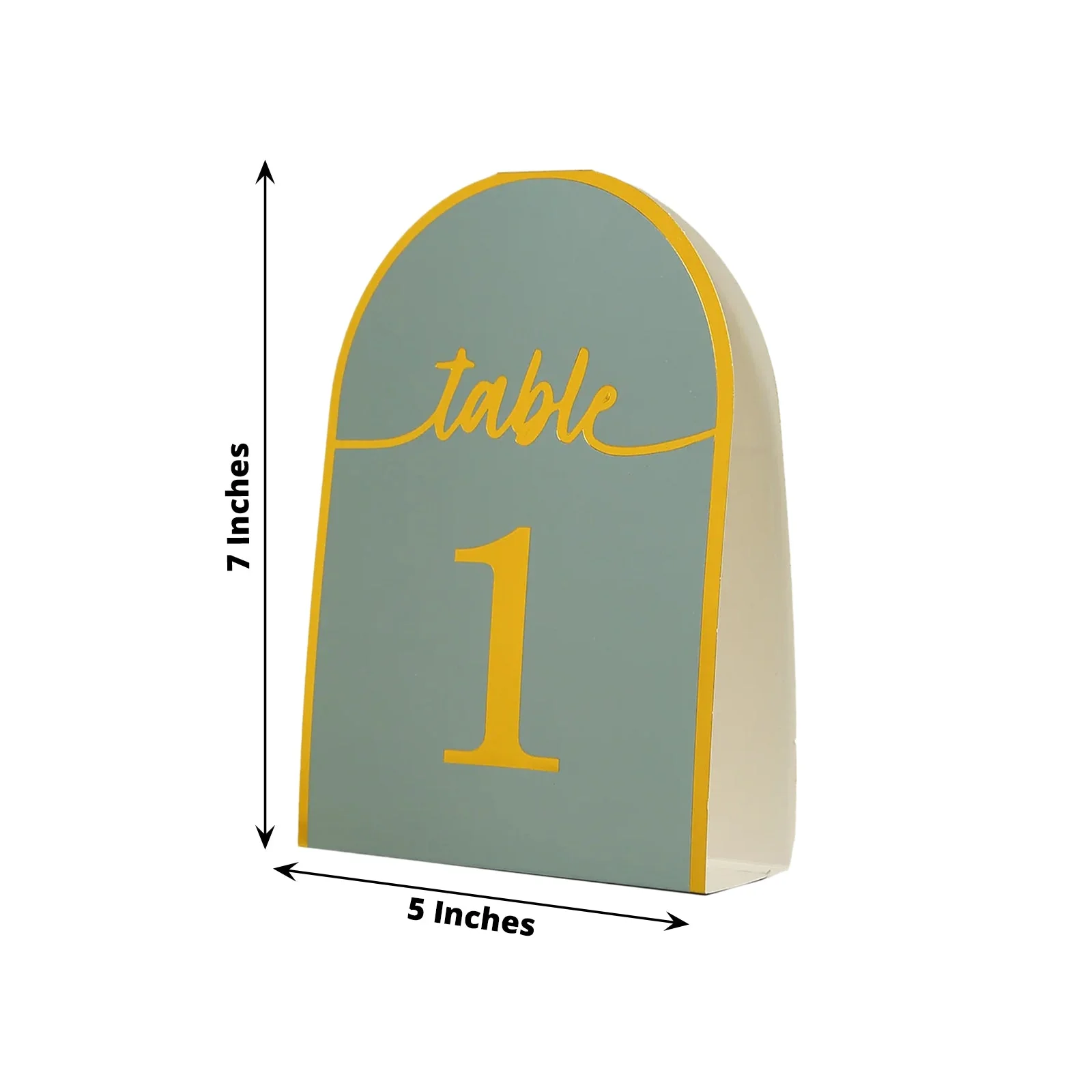 25-Pack 7" Disposable Table Numbers, Dusty Blue Free Standing Double Sided Table Number Place Cards with Metallic Gold Foil Numbers 1-25 - Image 3