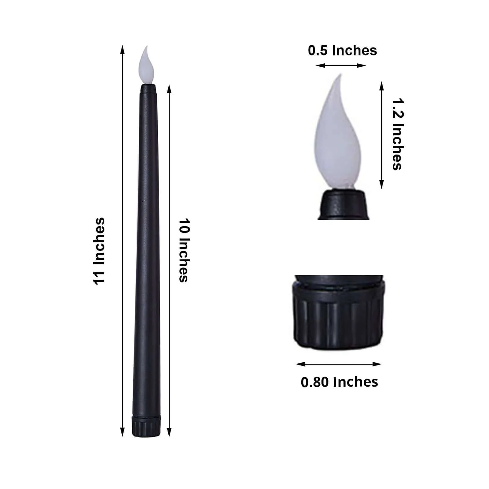 3-Pack LED Decorative Lighting Warm Flickering Black - Flameless Taper Candles 11" - Image 3