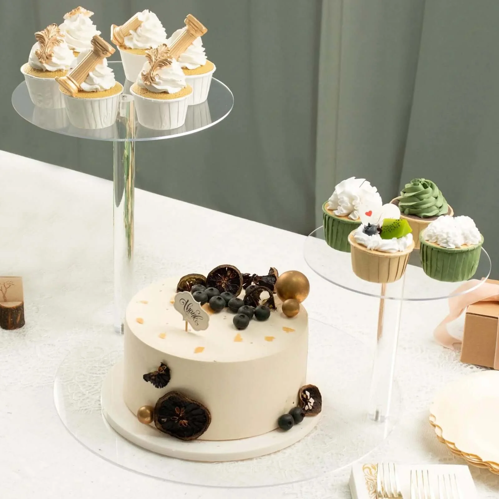 3-Tier Plastic Round Pedestal Cake Stand 23" Clear - Sleek Multi Layer Cupcake Display Riser for Dessert Buffets Tea Parties & Festive Gatherings - Image 4