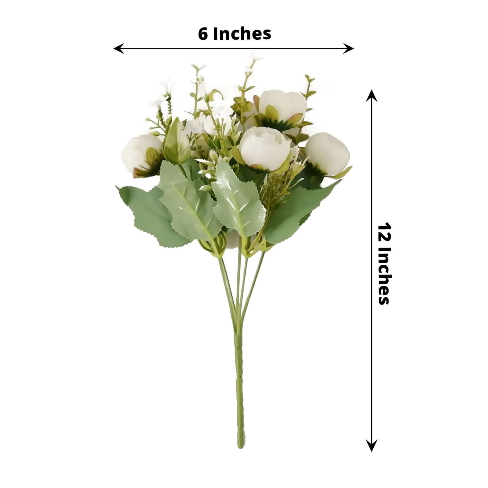 4 Pack 12" Artificial Ivory Ranunculus Silk Flower Bridal Bouquets, Faux Buttercup Floral Arrangement - Image 3