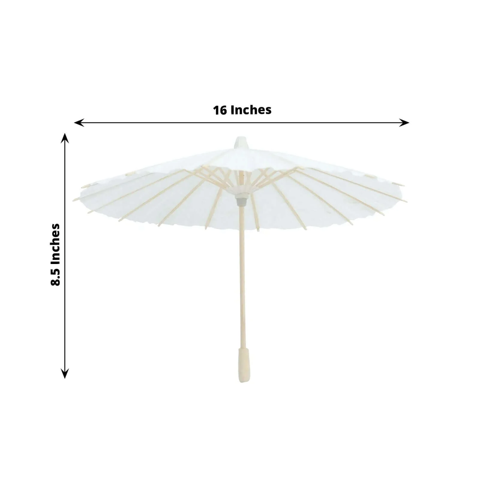 4-Pack Paper and Bamboo Parasol Umbrellas White - Decorative Centerpieces and Bridal Shower Photo Props 16" - Image 3