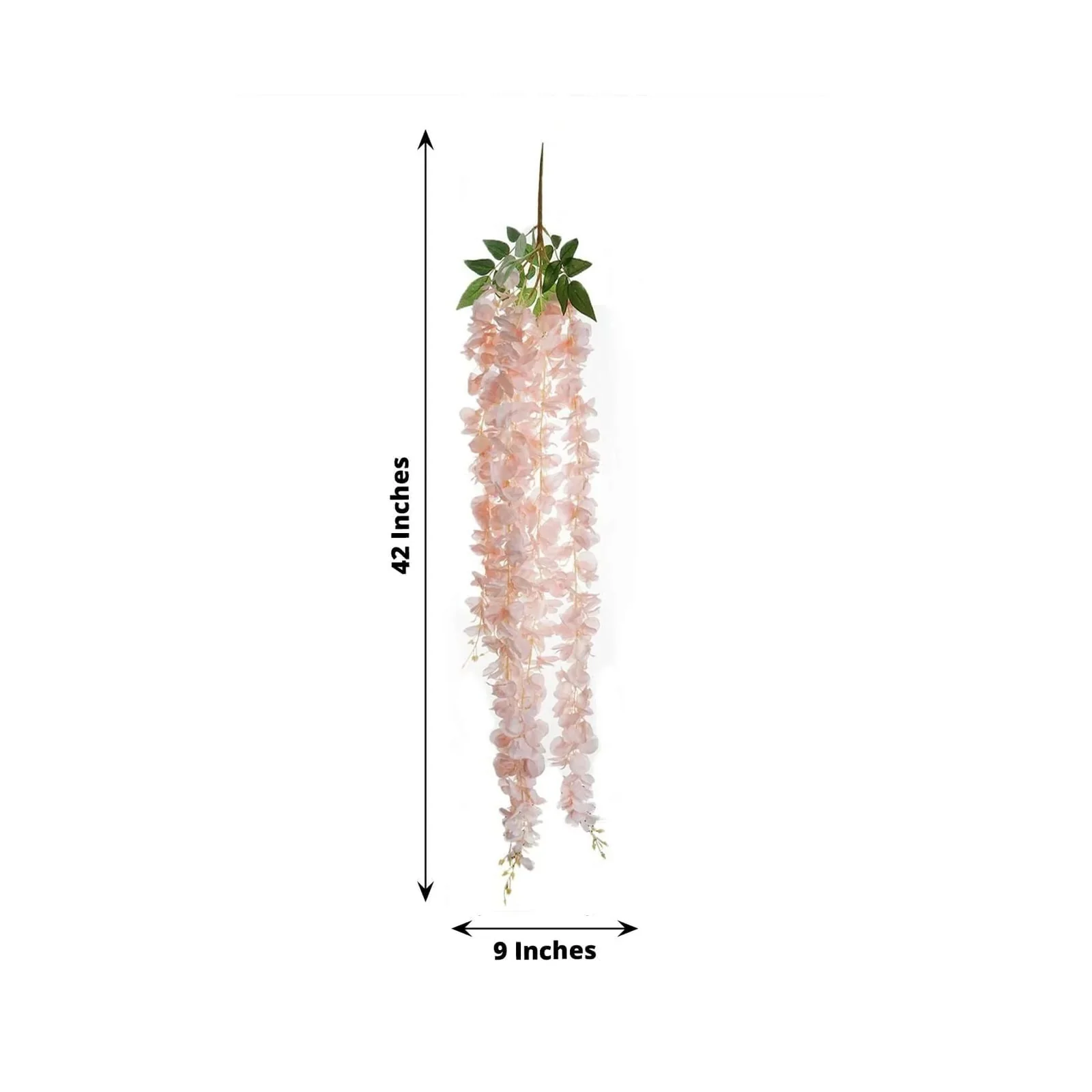 42" Silk Hanging Wisteria Flower Garland Vines in Blush, Elaborated 5 Full Strands in 1 Bush - Image 3