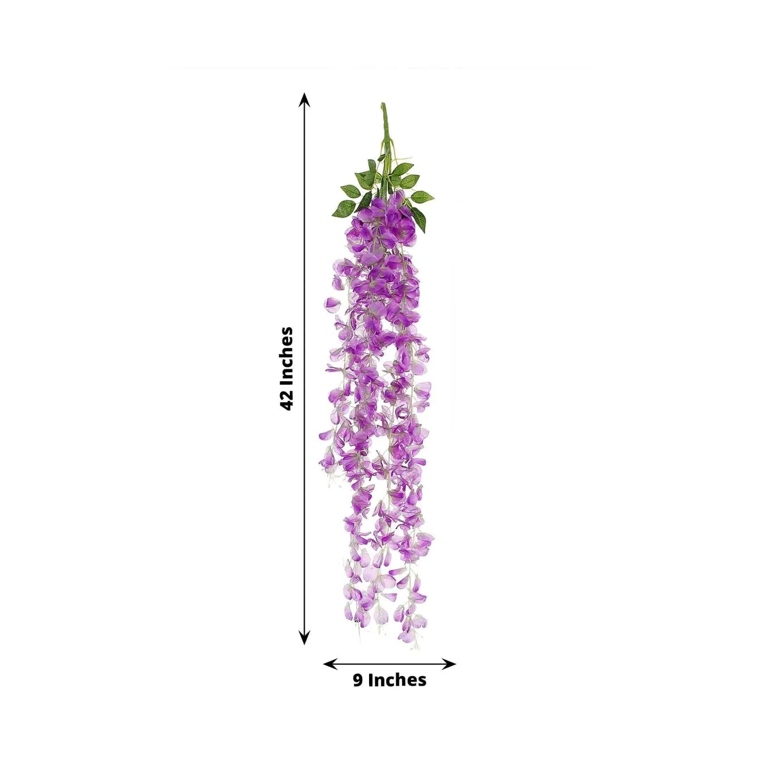 42" Silk Hanging Wisteria Flower Garland Vines in Lavender Lilac, Elaborated 5 Full Strands in 1 Bush - Image 3