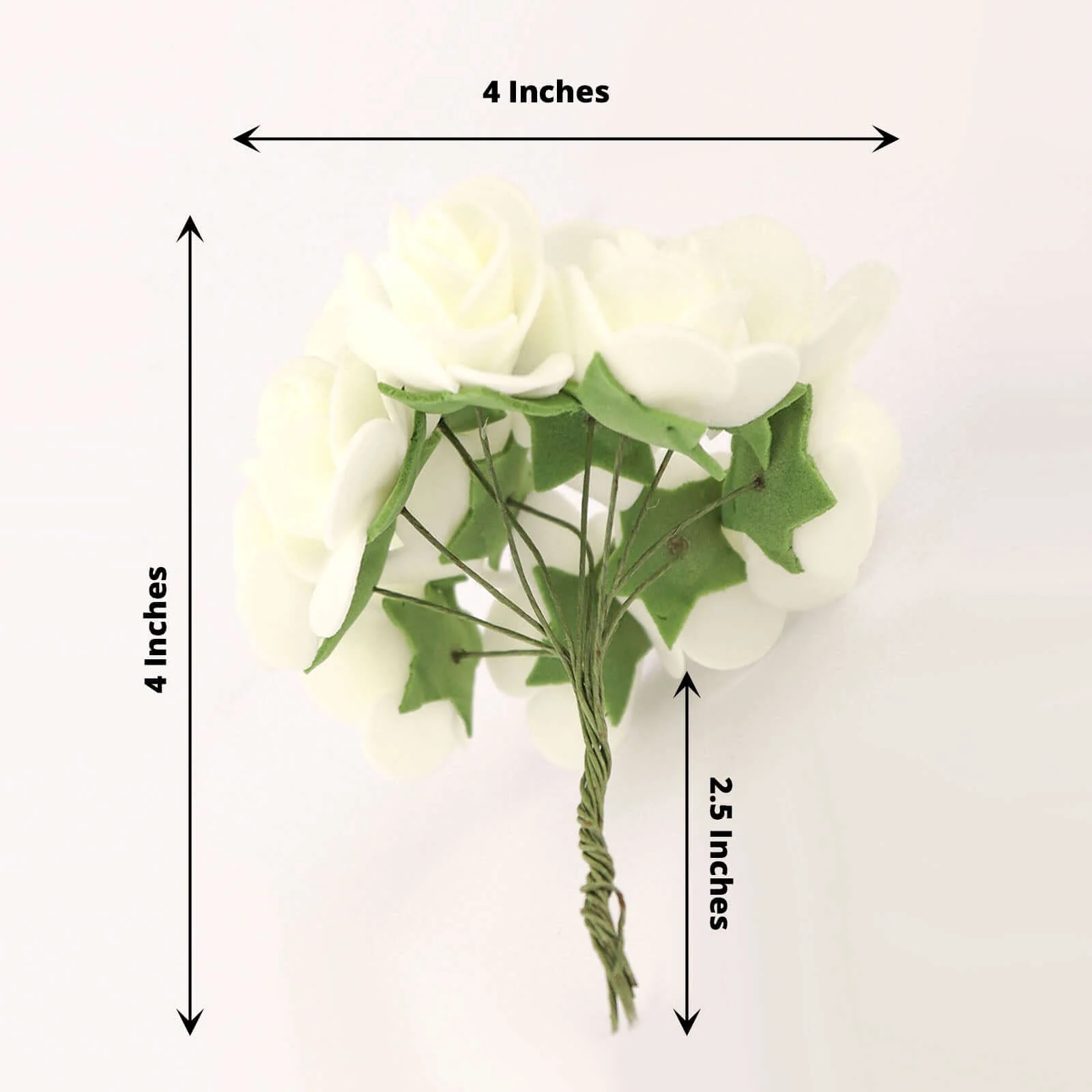 48 Roses 1" Ivory Real Touch Artificial DIY Foam Rose Flowers With Stem, Craft Rose Buds - Image 3