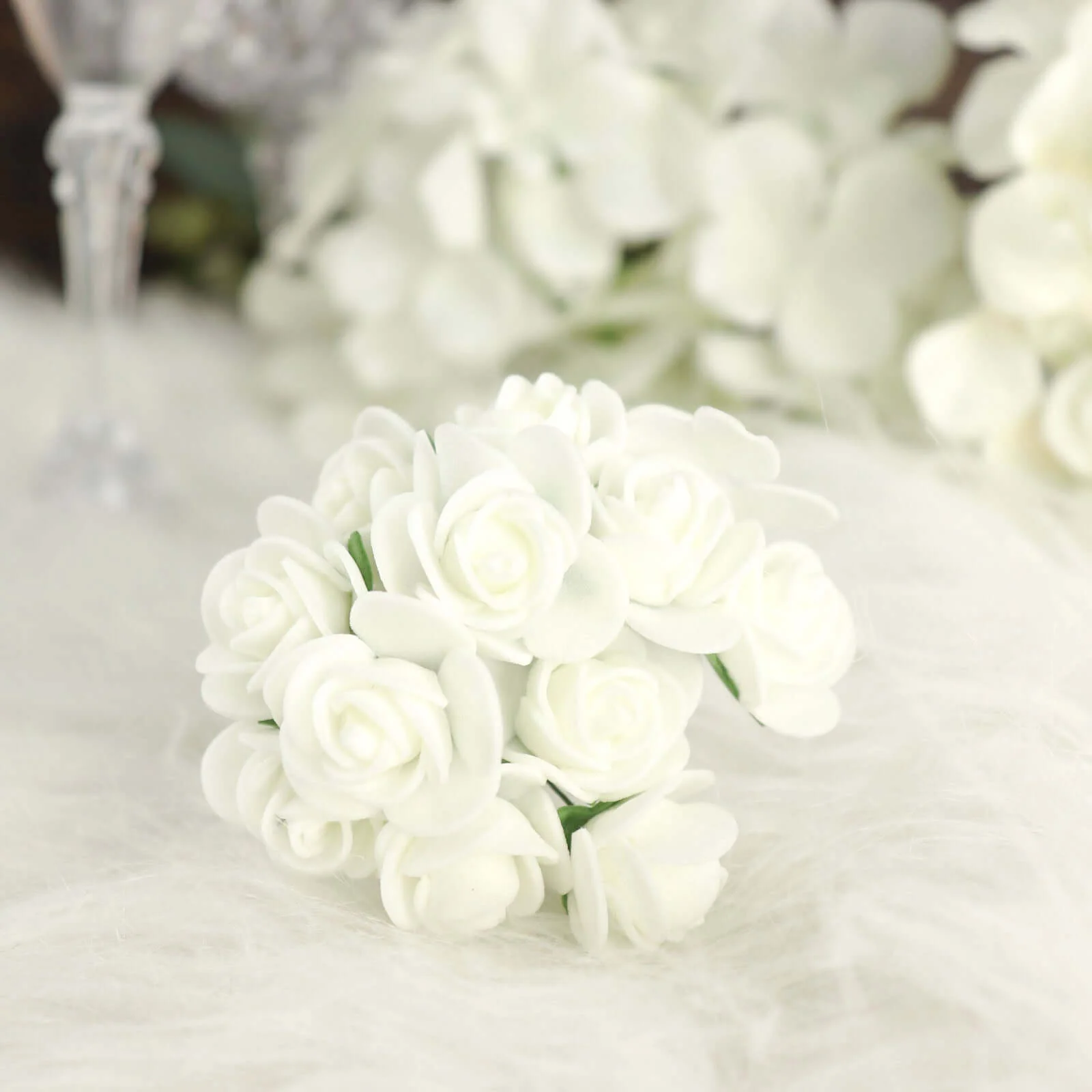 48 Roses 1" Ivory Real Touch Artificial DIY Foam Rose Flowers With Stem, Craft Rose Buds - Image 6