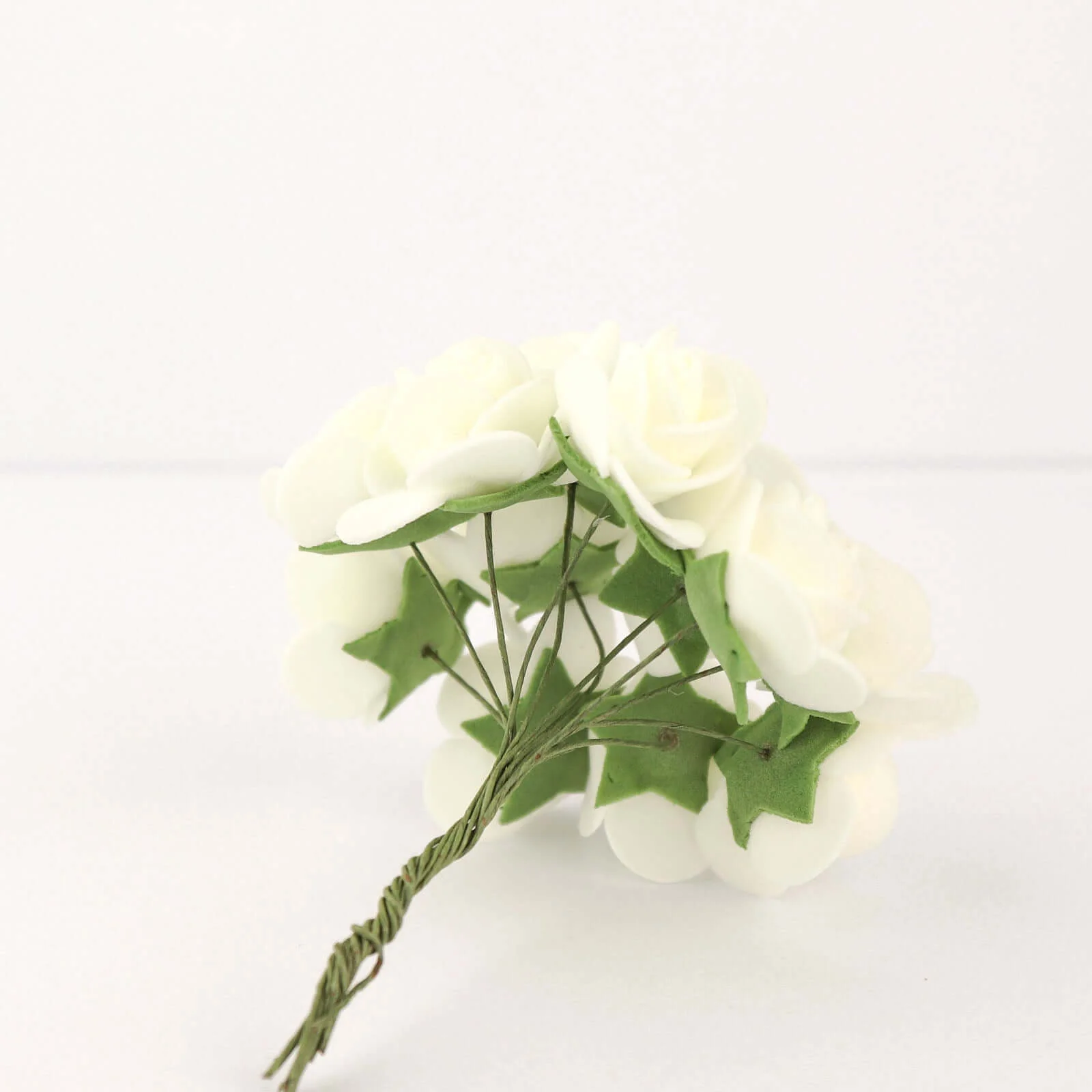 48 Roses 1" Ivory Real Touch Artificial DIY Foam Rose Flowers With Stem, Craft Rose Buds - Image 7