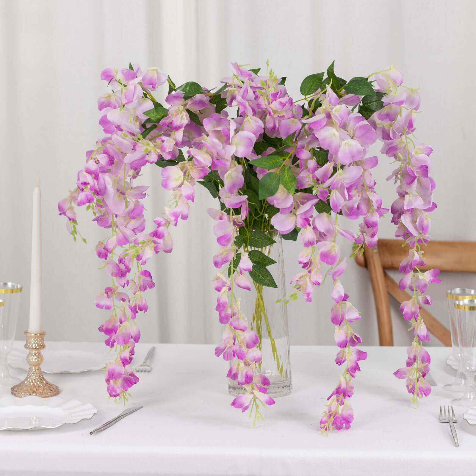 5 Pack 44" Silk Hanging Wisteria Flower Garland Vines in Lavender Lilac, 3 Strands in 1 Bush - Image 7