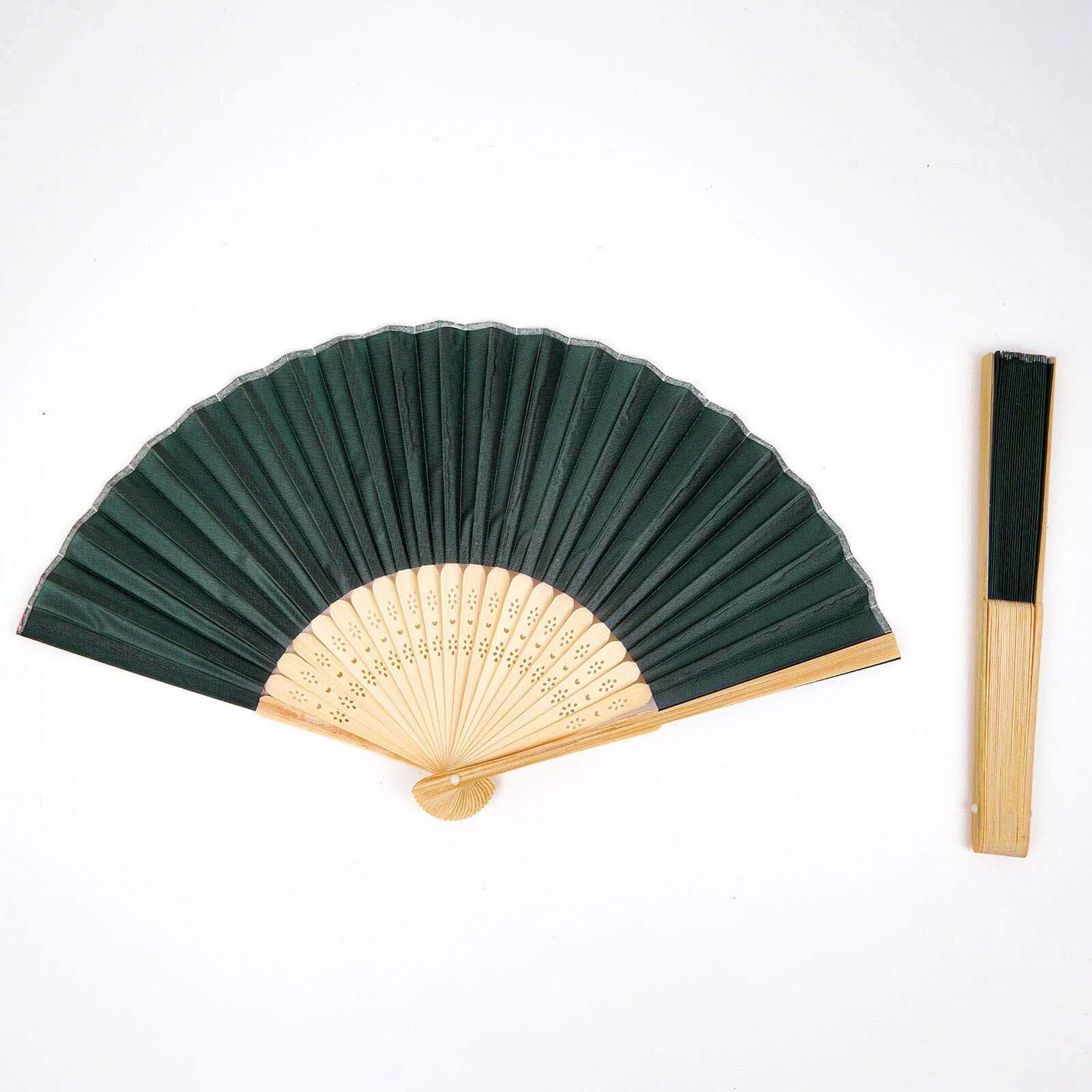 5 Pack Hunter Emerald Green Asian Silk Folding Fans Party Favors, Oriental Folding Fan Favors - Image 8