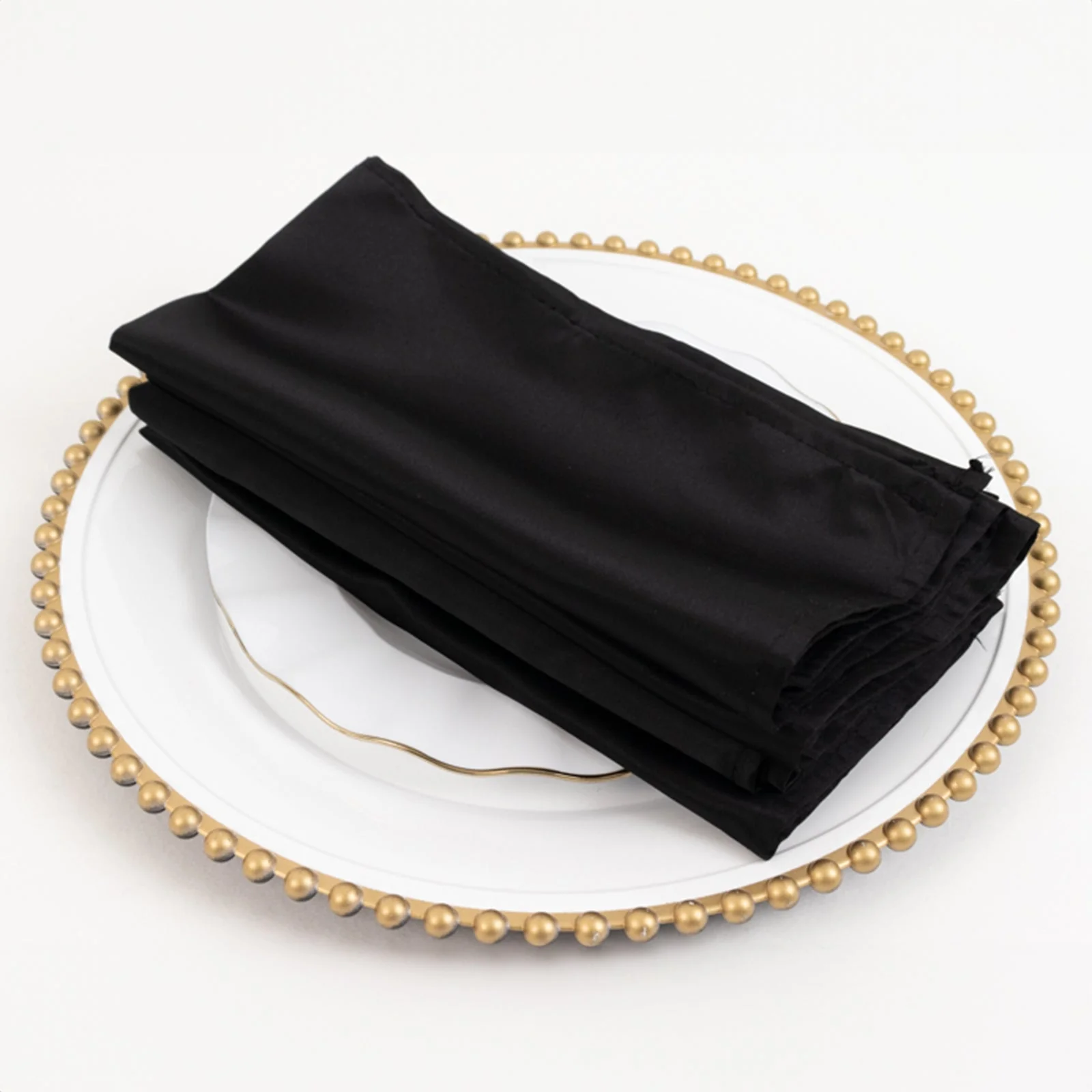 5 Pack Lamour Satin 20"x20" Napkins Black - Exquisite Dinner Napkins with Soft Matte Finish for Weddings & Events - Image 2