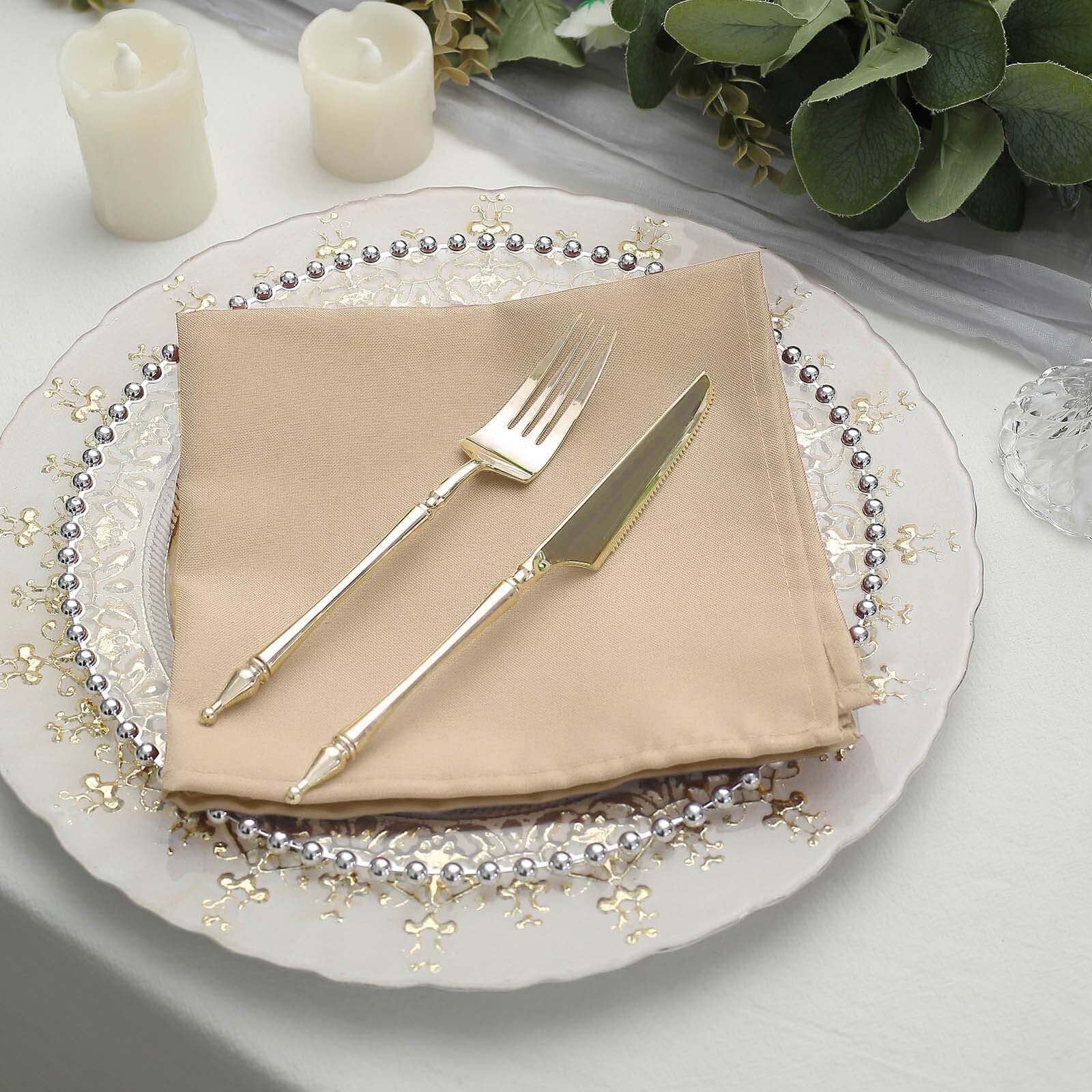 5 Pack Premium Polyester 17"x17" Napkins Nude - Durable & Wrinkle Resistant Dinner Napkins - Image 6