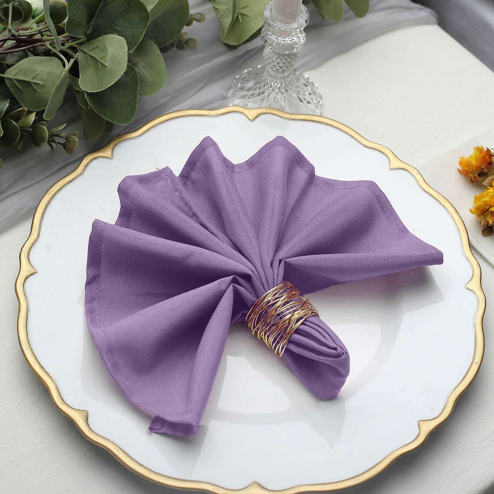 5 Pack Premium Polyester 17"x17" Napkins Violet Amethyst - Durable & Wrinkle Resistant Dinner Napkins - Image 2