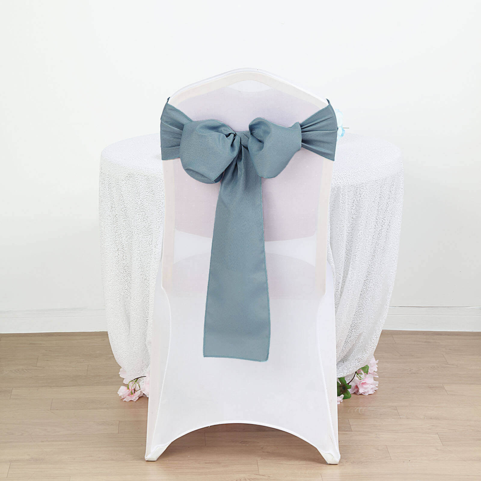 5 Pack Polyester Chair Sashes Dusty Blue 6"x108" - Image 6