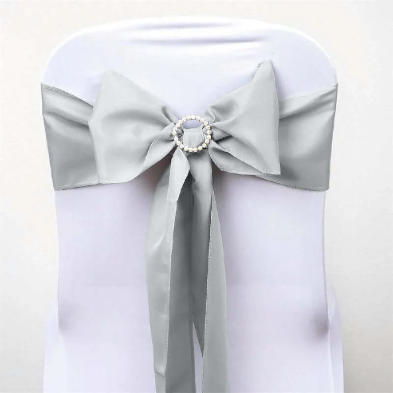 5 Pack Polyester Chair Sashes Silver 6"x108" - Image 7