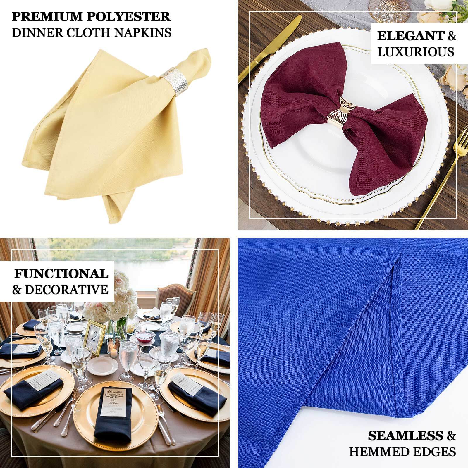 5 Pack Commercial Grade Polyester 20"x20" Napkins Blush - Wrinkle-Resistant & Durable Dinner Napkins - Image 4