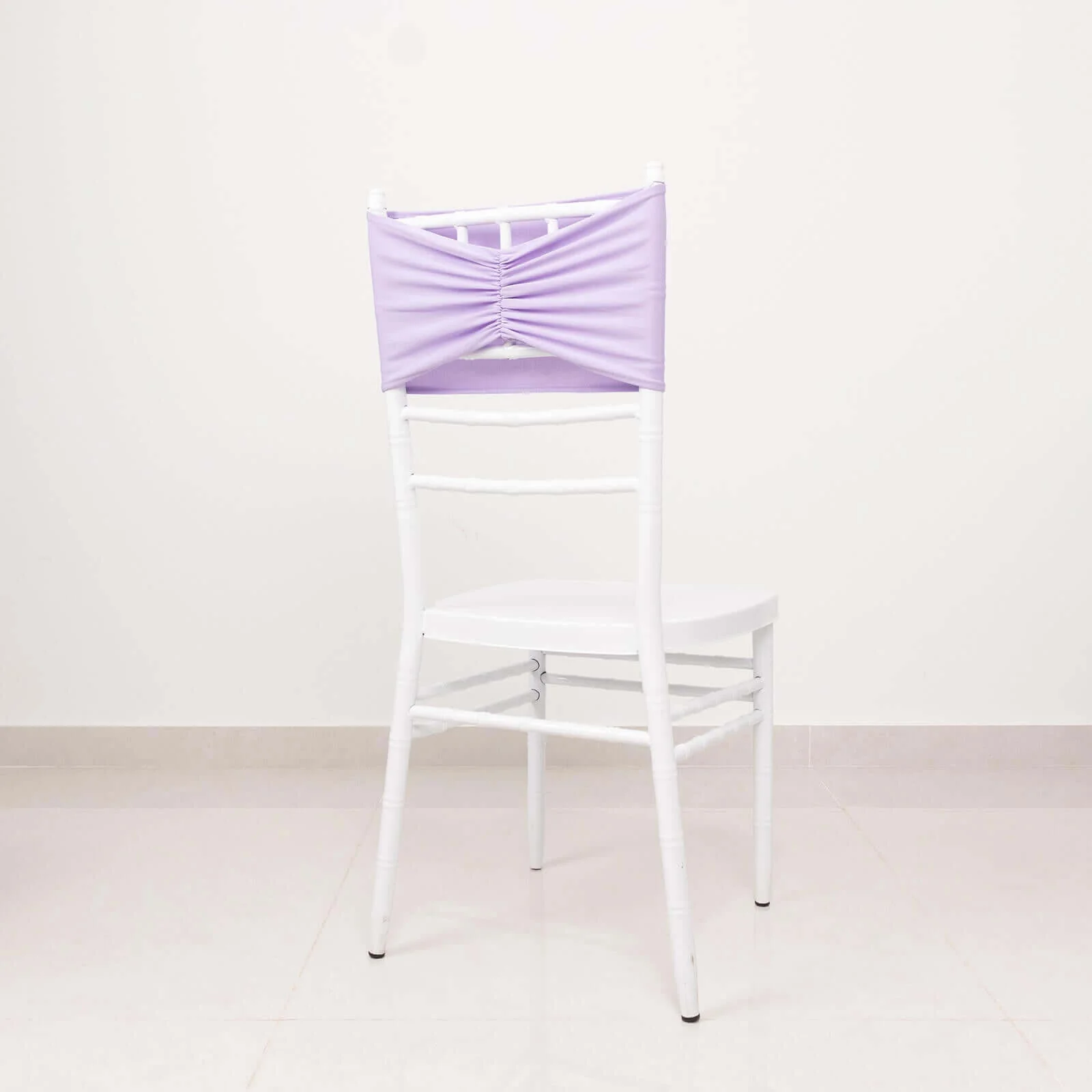 5 Pack Spandex Chair Sashes Lavender Lilac Ruffled Style - Wide Easy to Use Stretch Chair Bands 8"x13" - Image 6