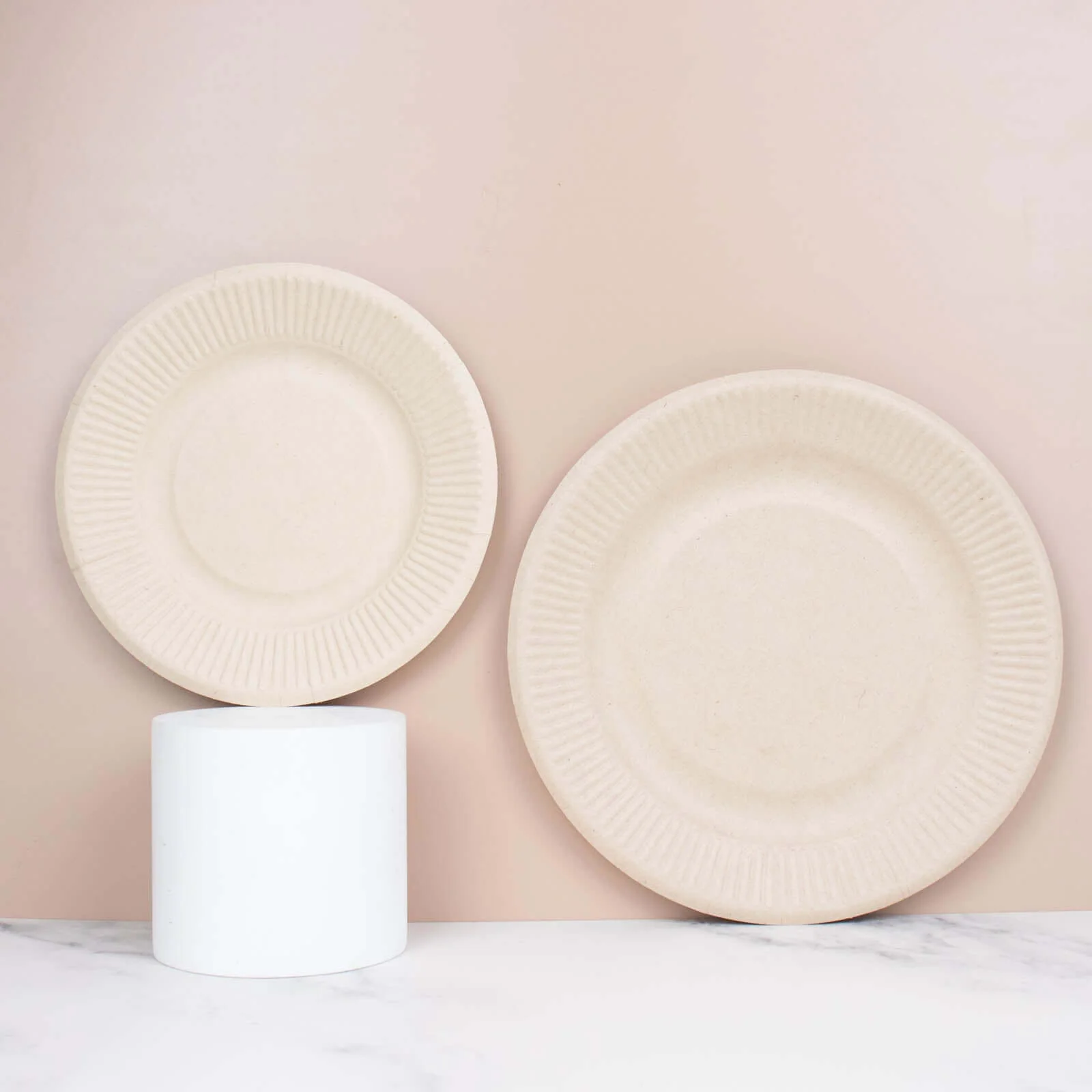 50-Pack Bagasse 8" Round Dessert Plates in Natural with Ribbed Rim - Image 12