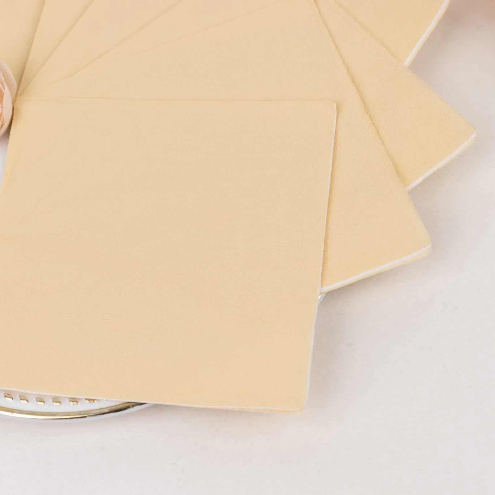 50-Pack Paper Beverage Napkins Beige - 2 Ply Disposable Soft 18GSM Cocktail Napkins 5"x5" - Image 2