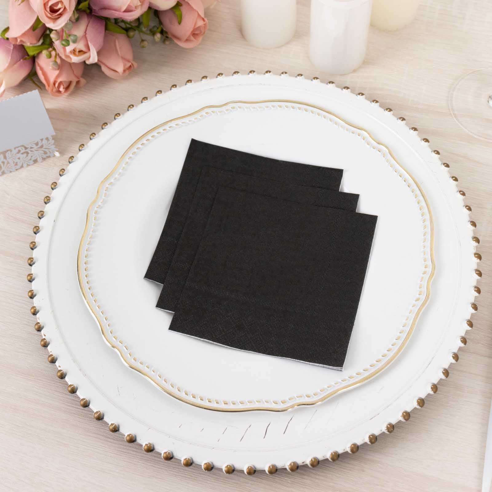 50-Pack Paper Beverage Napkins Black - 2 Ply Disposable Soft 18GSM Cocktail Napkins for Events 5"x5" - Image 2