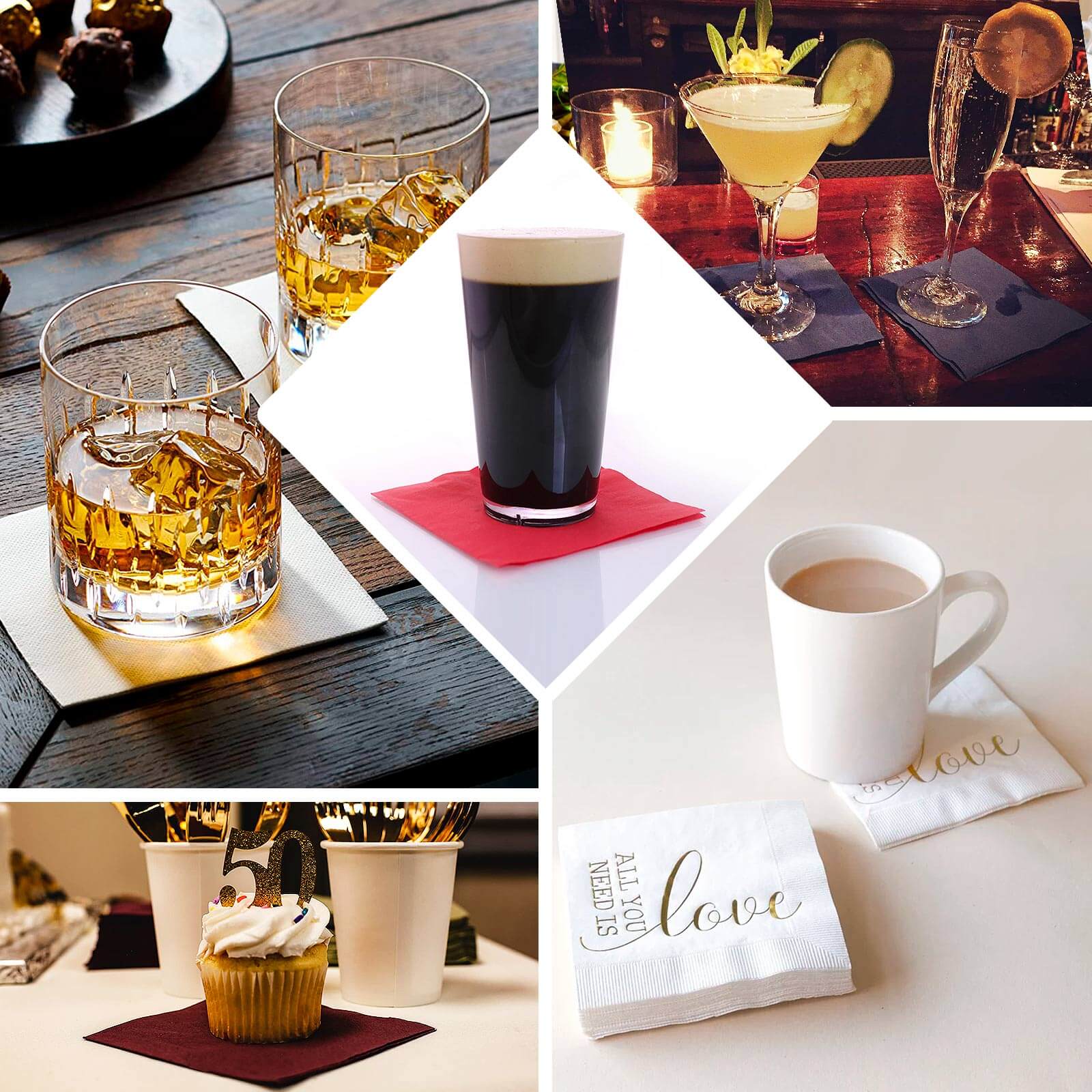 50-Pack Paper Beverage Napkins Black - 2 Ply Disposable Soft 18GSM Cocktail Napkins for Events 5"x5" - Image 5