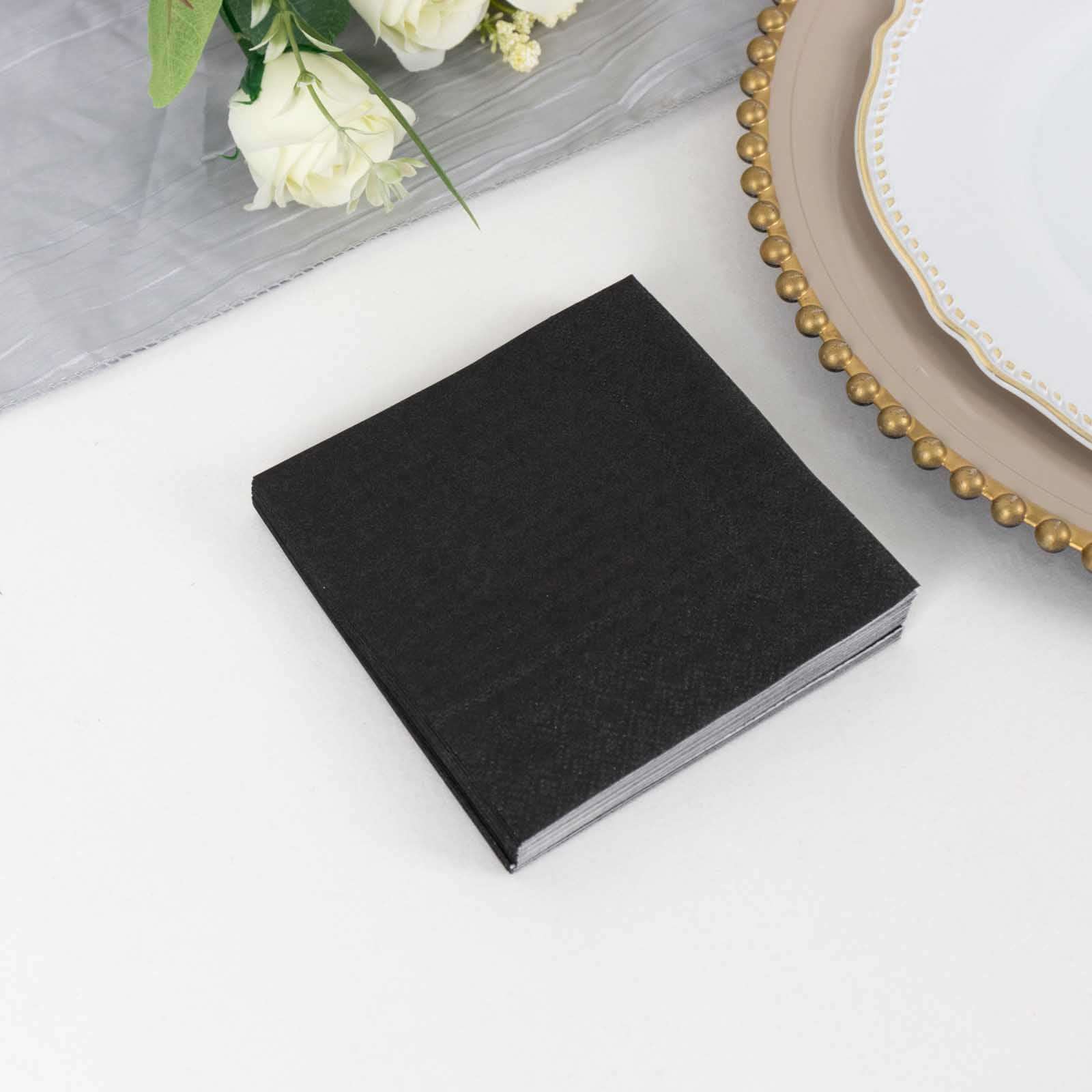 50-Pack Paper Beverage Napkins Black - 2 Ply Disposable Soft 18GSM Cocktail Napkins for Events 5"x5" - Image 6