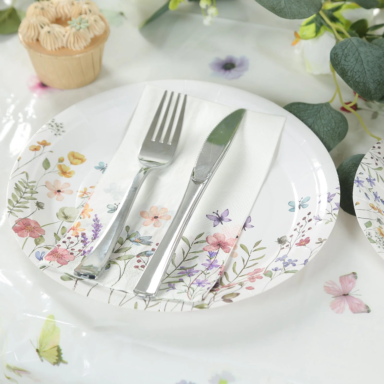 50-Pack Paper Dinner Napkins Wildflower Butterfly Design 2 Ply - Soft Disposable Napkins for Parties 8"x4" - Image 8