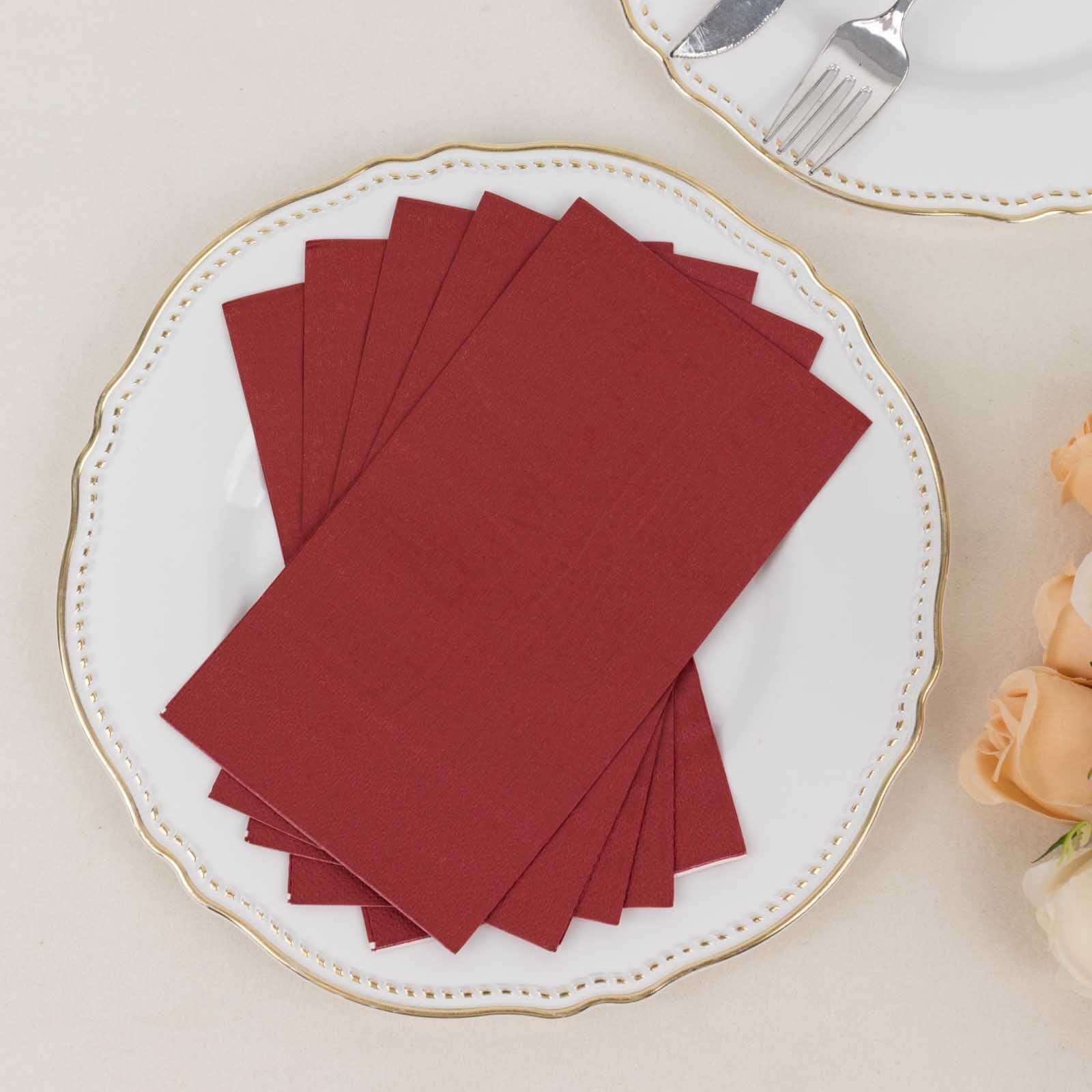 50-Pack Paper Napkins Burgundy - Soft Disposable 2-Ply Dinner Napkins for Weddings - Image 2