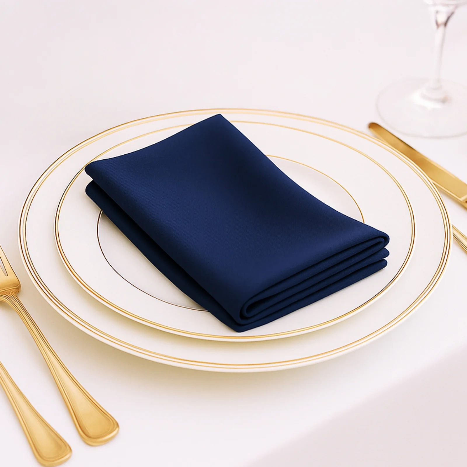 5 Pack Navy Blue Scuba Napkins – 17"x17", Wrinkle-Free & Stain Resistant Cloth Napkins - Image 3